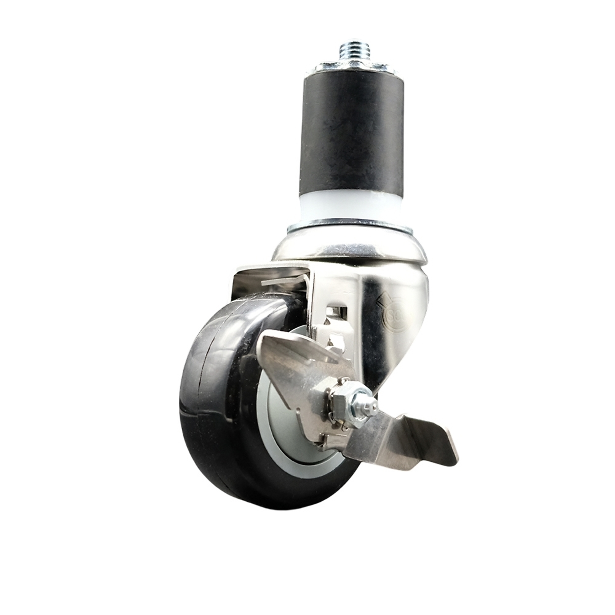 Service Caster, 3Inch x 1 1/4Inch Stem Caster, Wheel Diameter 3 in, Caster Type Swivel, Package (qty.) 1, Model SCC-SS316EX20S314-PPUB-BLK-TLB-178