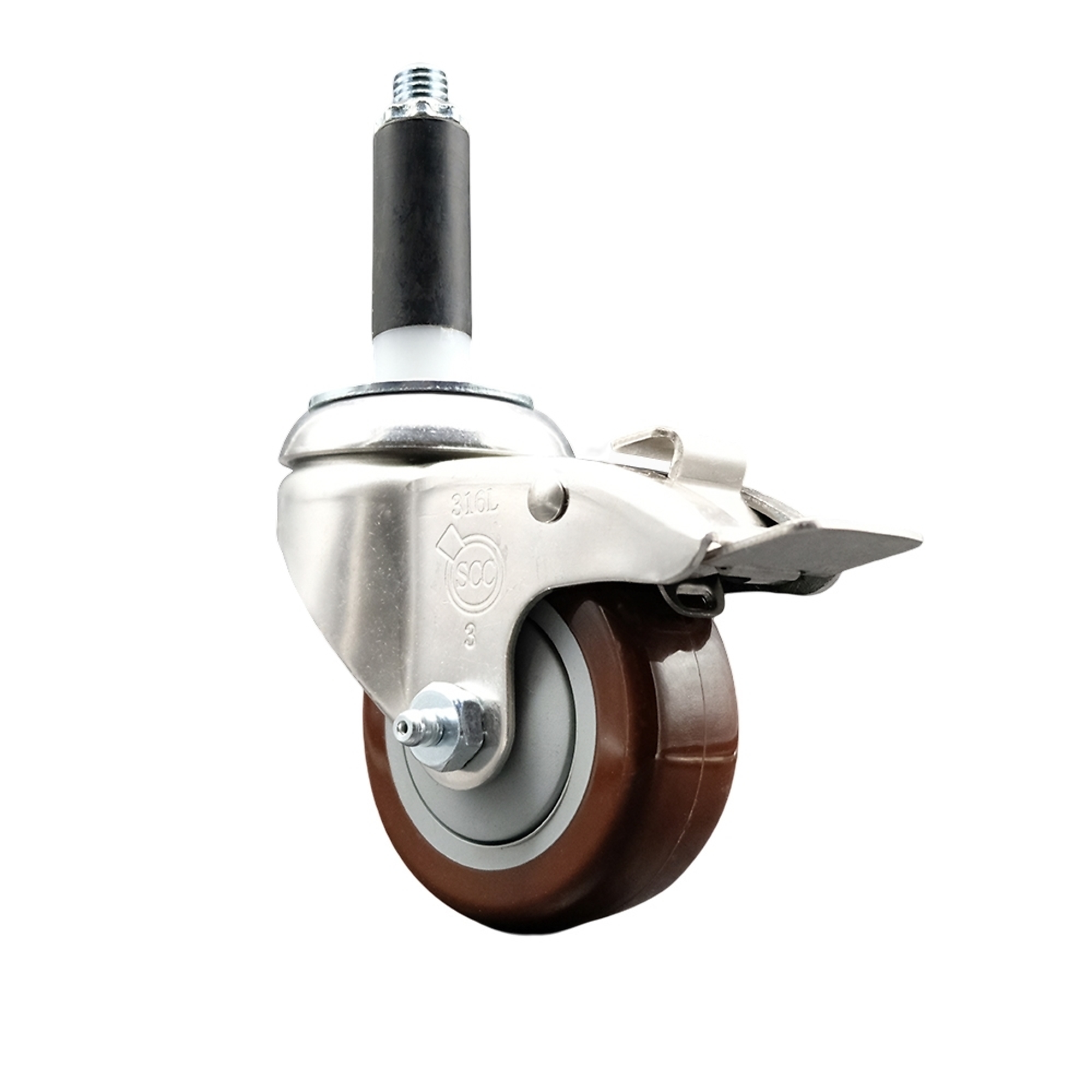 Service Caster, 3 1/2Inch x 1 1/4Inch Stem Caster, Wheel Diameter 3.5 in, Caster Type Swivel, Package (qty.) 1, Model SCC-SS316TTLEX20S3514-PPUB-MRN-