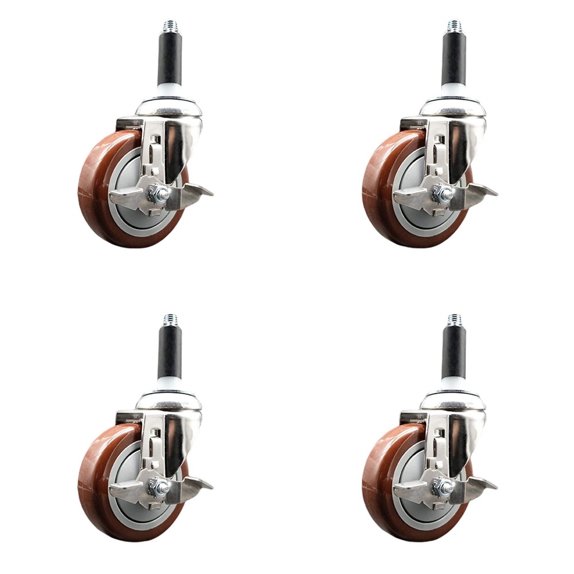 Service Caster, 4Inch x 1 1/4Inch Stem Casters, Wheel Diameter 4 in, Caster Type Swivel, Package (qty.) 4, Model SCC-SS316EX20S414-PPUB-MRN-TLB-34-4