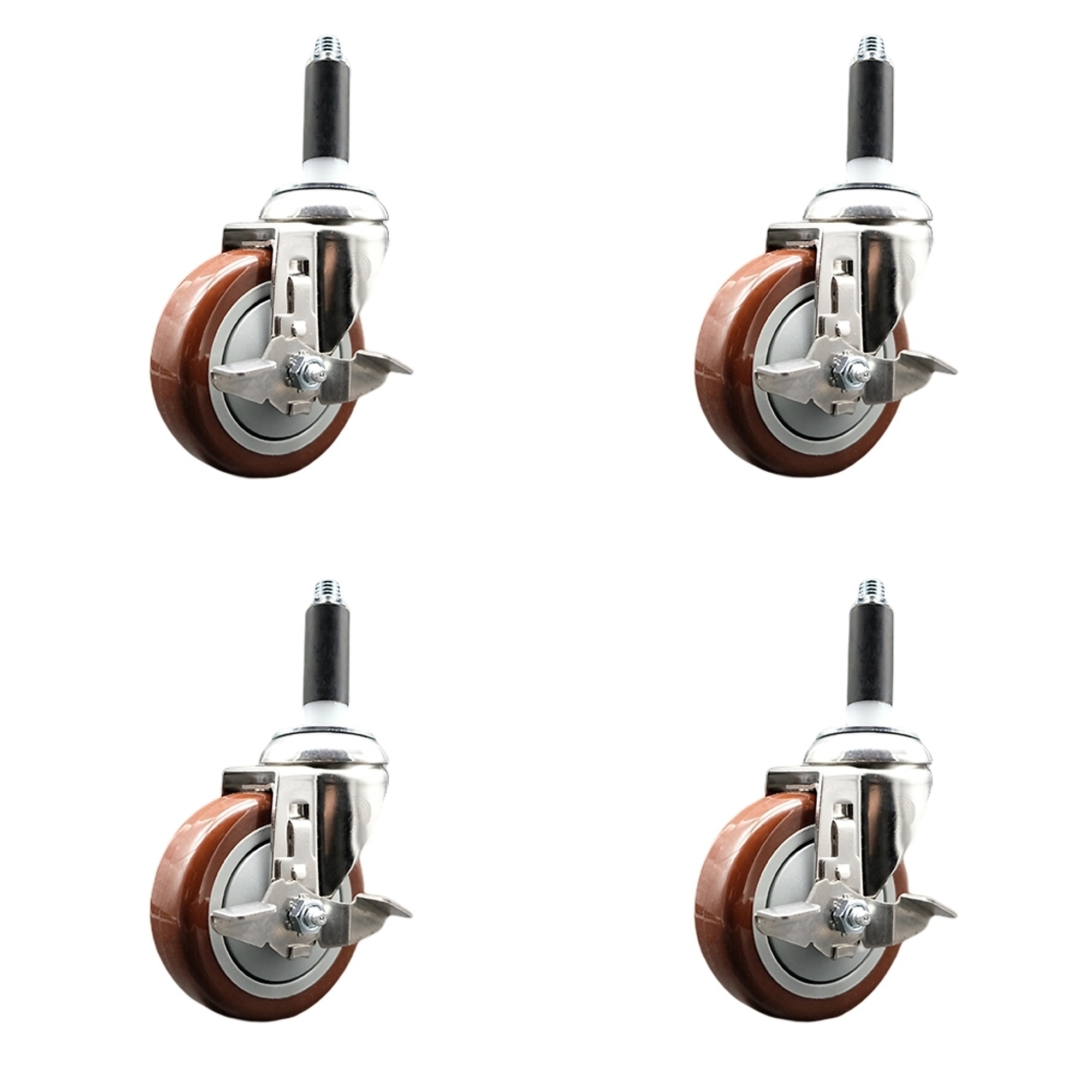 Service Caster, 4Inch x 1 1/4Inch Stem Casters, Wheel Diameter 4 in, Caster Type Swivel, Package (qty.) 4, Model SCC-SS316EX20S414-PPUB-MRN-TLB-78-4