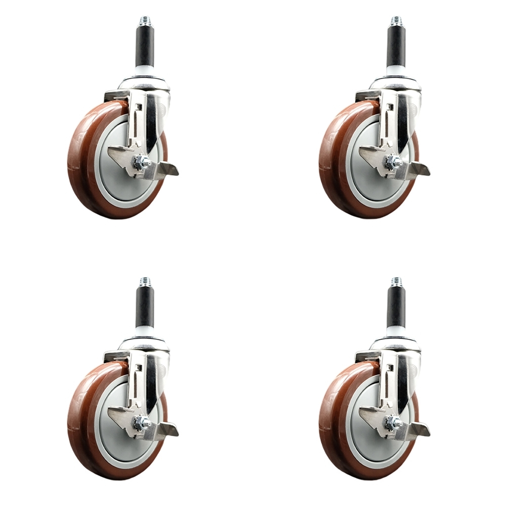 Service Caster, 5Inch x 1 1/4Inch Stem Casters, Wheel Diameter 5 in, Caster Type Swivel, Package (qty.) 4, Model SCC-SS316EX20S514-PPUB-MRN-TLB-78-4