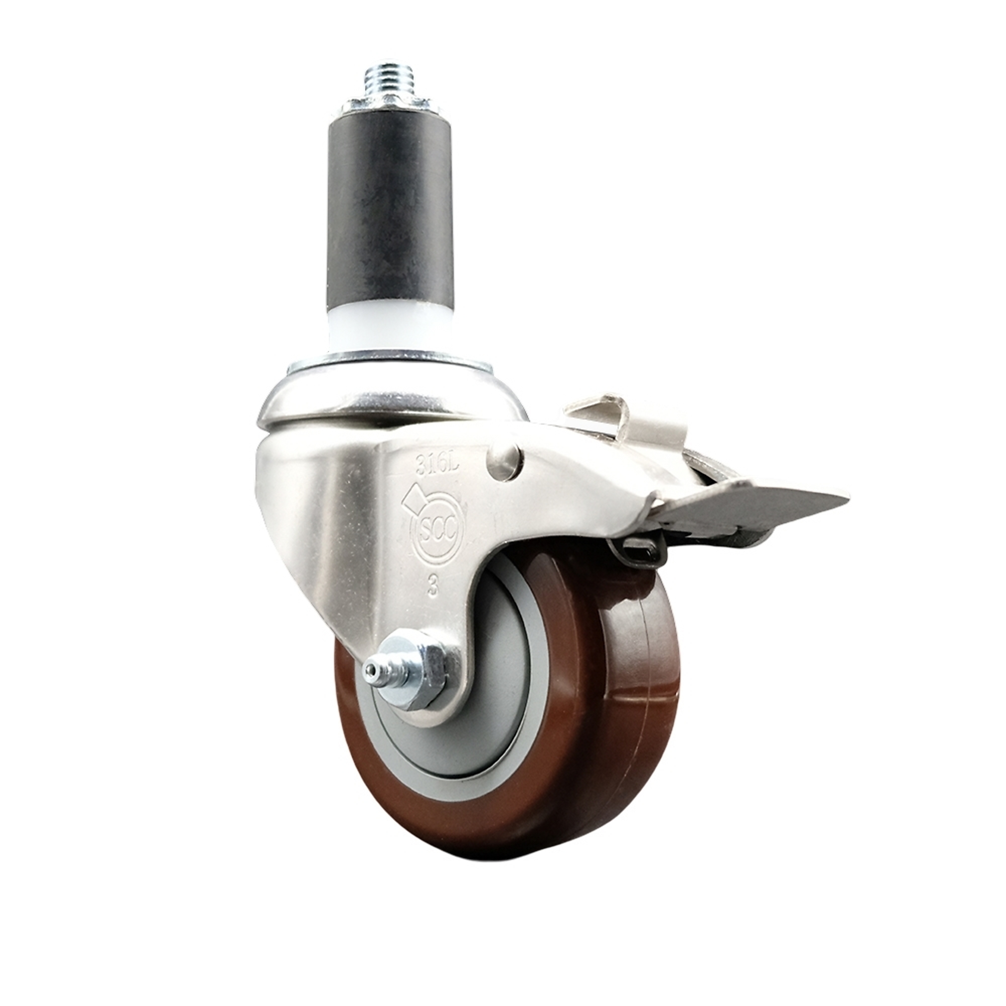 Service Caster, 3Inch x 1 1/4Inch Stem Caster, Wheel Diameter 3 in, Caster Type Swivel, Package (qty.) 1, Model SCC-SS316TTLEX20S314-PPUB-MRN-114