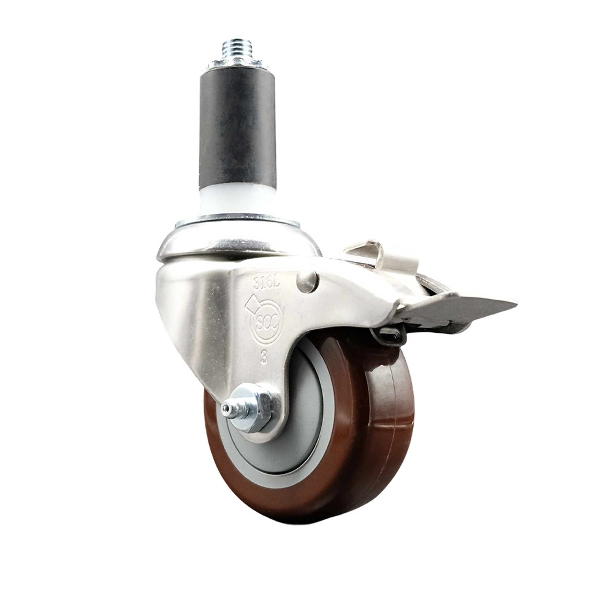 Service Caster, 3Inch x 1 1/4Inch Stem Caster, Wheel Diameter 3 in, Caster Type Swivel, Package (qty.) 1, Model SCC-SS316TTLEX20S314-PPUB-MRN-138