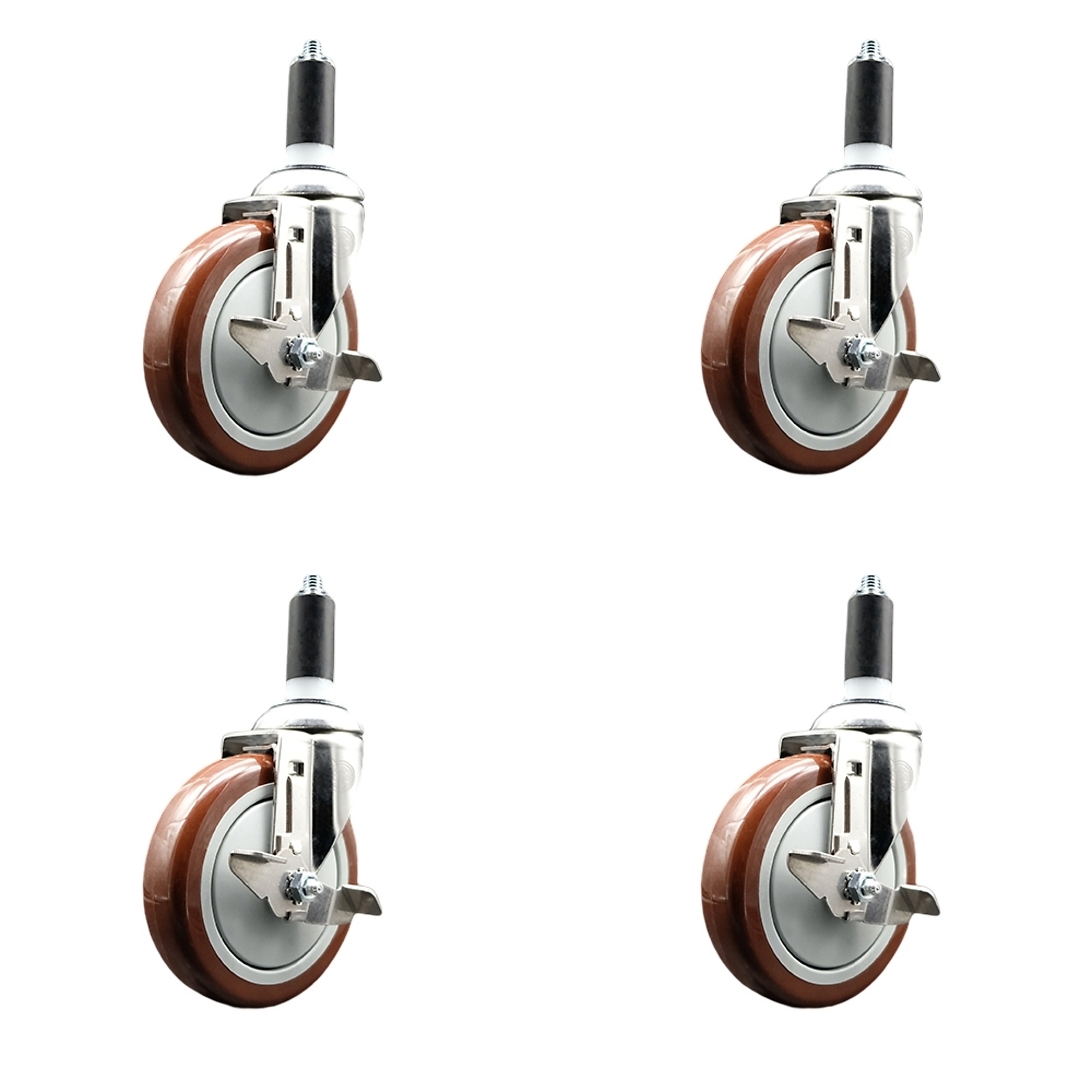 Service Caster, 5Inch x 1 1/4Inch Stem Casters, Wheel Diameter 5 in, Caster Type Swivel, Package (qty.) 4, Model SCC-SS316EX20S514-PPUB-MRN-TLB-114-4