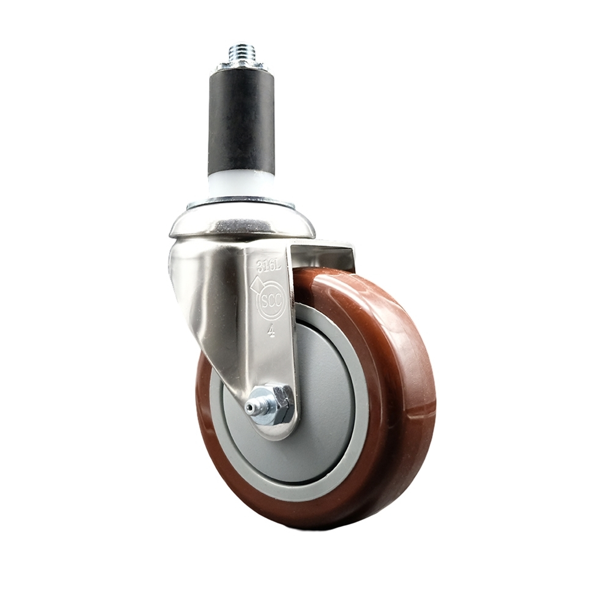 Service Caster, 4Inch x 1 1/4Inch Stem Caster, Wheel Diameter 4 in, Caster Type Swivel, Package (qty.) 1, Model SCC-SS316EX20S414-PPUB-MRN-138