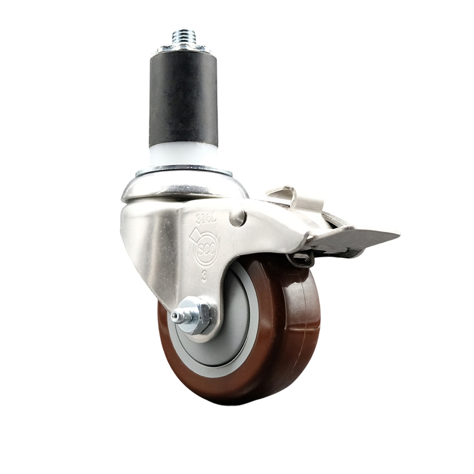 Service Caster, 3Inch x 1 1/4Inch Stem Caster, Wheel Diameter 3 in, Caster Type Swivel, Package (qty.) 1, Model SCC-SS316TTLEX20S314-PPUB-MRN-112