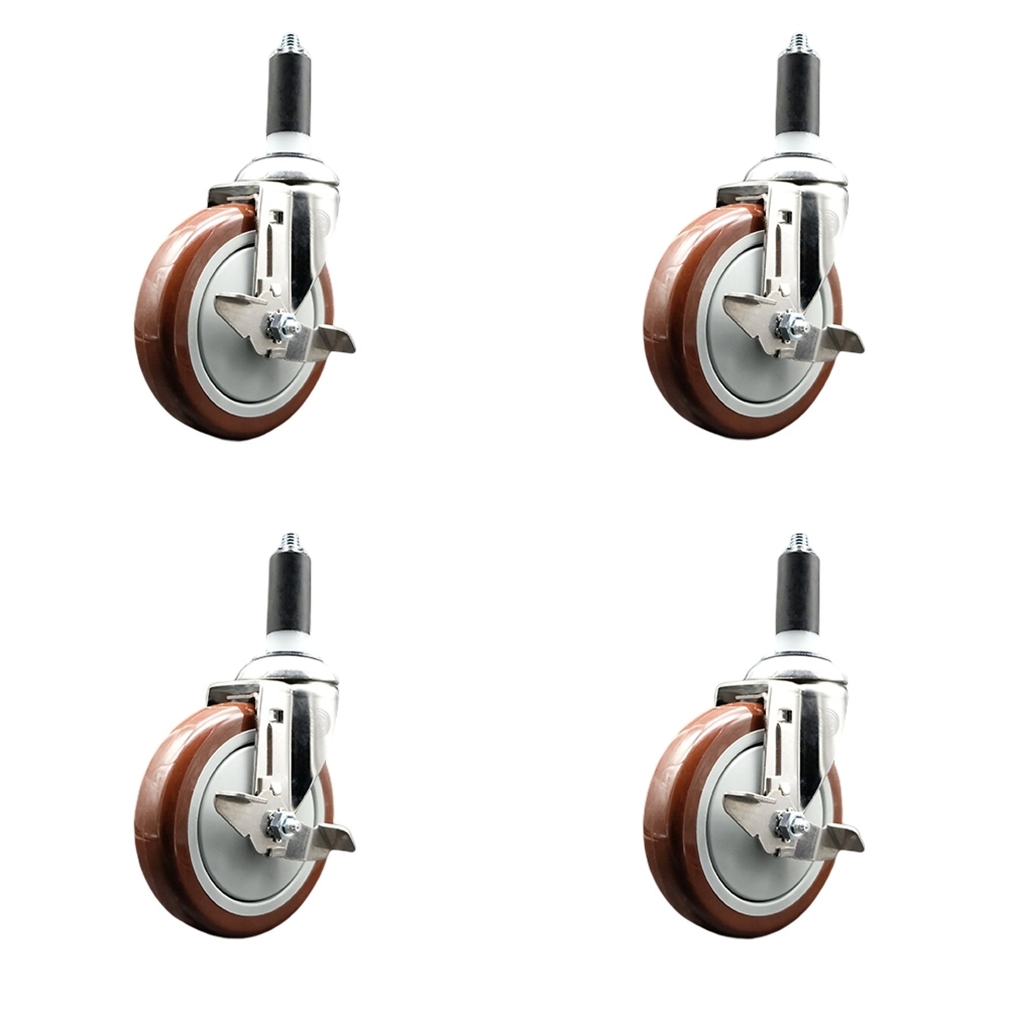 Service Caster, 5Inch x 1 1/4Inch Stem Casters, Wheel Diameter 5 in, Caster Type Swivel, Package (qty.) 4, Model SCC-SS316EX20S514-PPUB-MRN-TLB-138-4