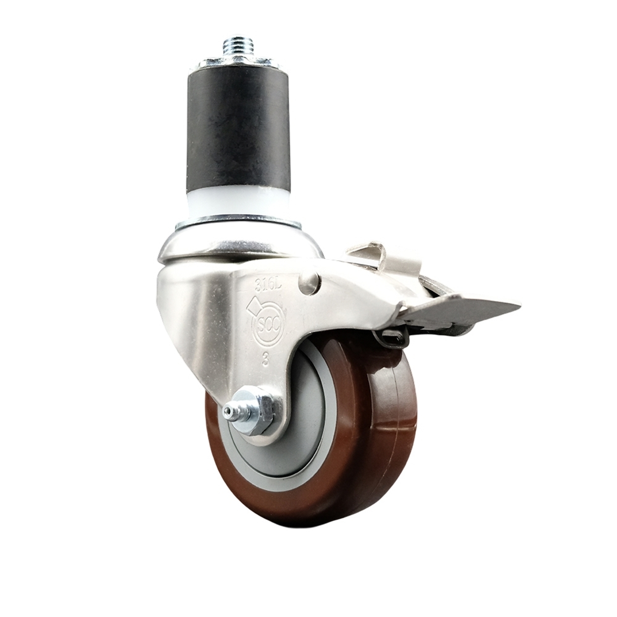 Service Caster, 3Inch x 1 1/4Inch Stem Caster, Wheel Diameter 3 in, Caster Type Swivel, Package (qty.) 1, Model SCC-SS316TTLEX20S314-PPUB-MRN-134