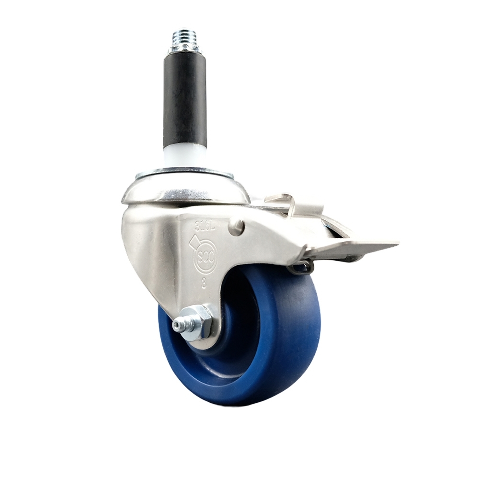 Service Caster, 3Inch x 1 1/4Inch Stem Caster, Wheel Diameter 3 in, Caster Type Swivel, Package (qty.) 1, Model SCC-SS316TTLEX20S314-SPUS-34