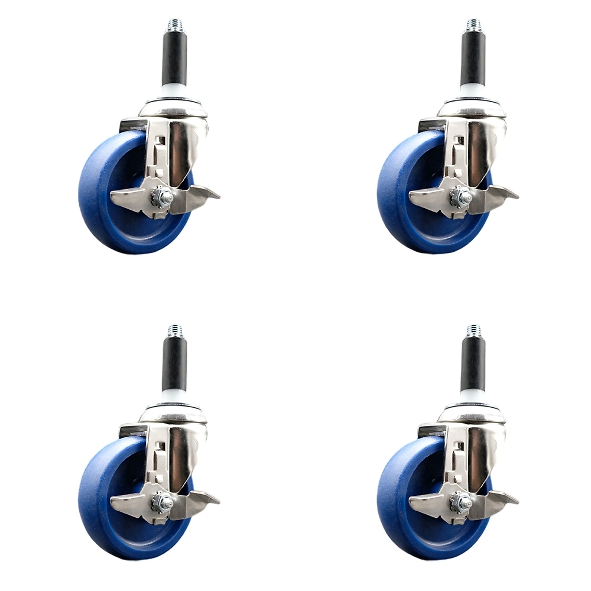 Service Caster, 4Inch x 1 1/4Inch Stem Casters, Wheel Diameter 4 in, Caster Type Swivel, Package (qty.) 4, Model SCC-SS316EX20S414-SPUS-TLB-34-4