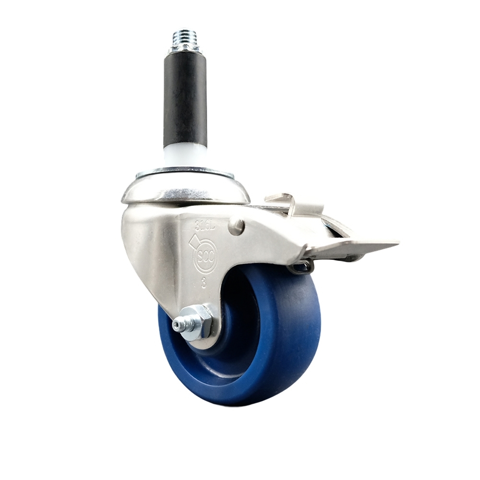 Service Caster, 3Inch x 1 1/4Inch Stem Caster, Wheel Diameter 3 in, Caster Type Swivel, Package (qty.) 1, Model SCC-SS316TTLEX20S314-SPUS-78