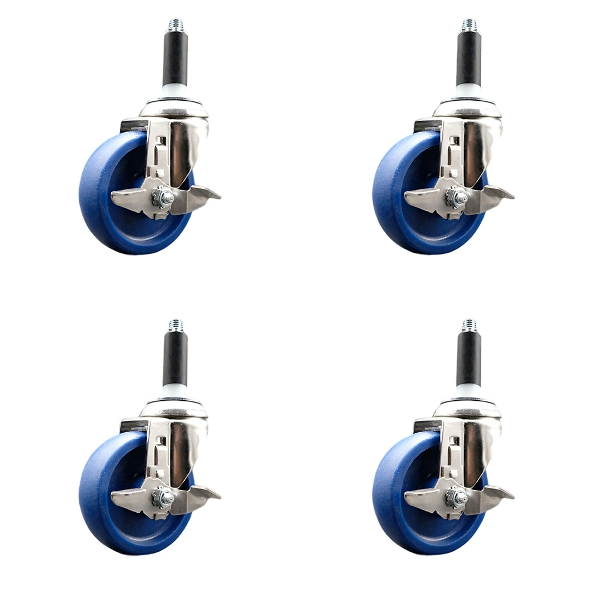 Service Caster, 4Inch x 1 1/4Inch Stem Casters, Wheel Diameter 4 in, Caster Type Swivel, Package (qty.) 4, Model SCC-SS316EX20S414-SPUS-TLB-78-4