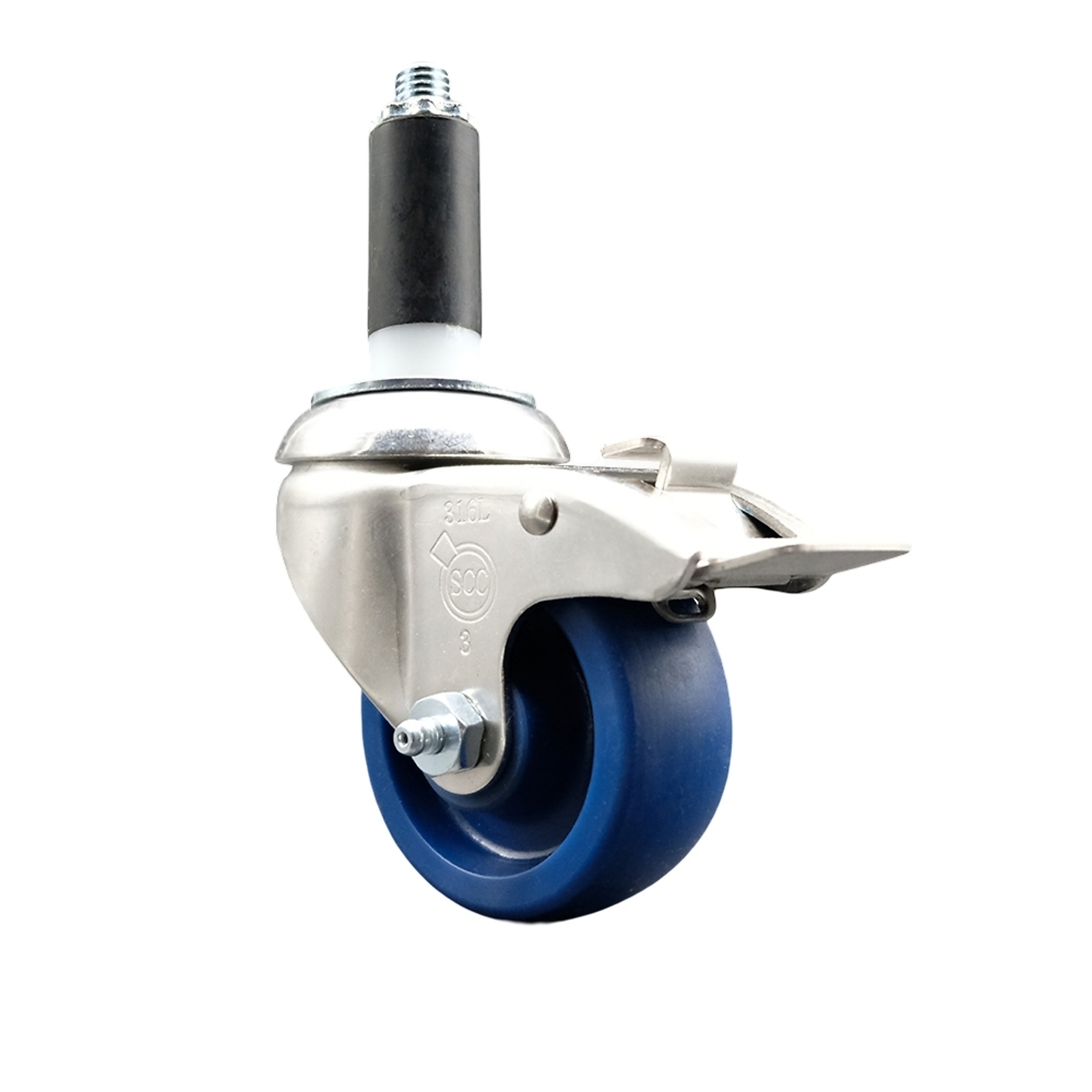 Service Caster, 3Inch x 1 1/4Inch Stem Caster, Wheel Diameter 3 in, Caster Type Swivel, Package (qty.) 1, Model SCC-SS316TTLEX20S314-SPUS-1