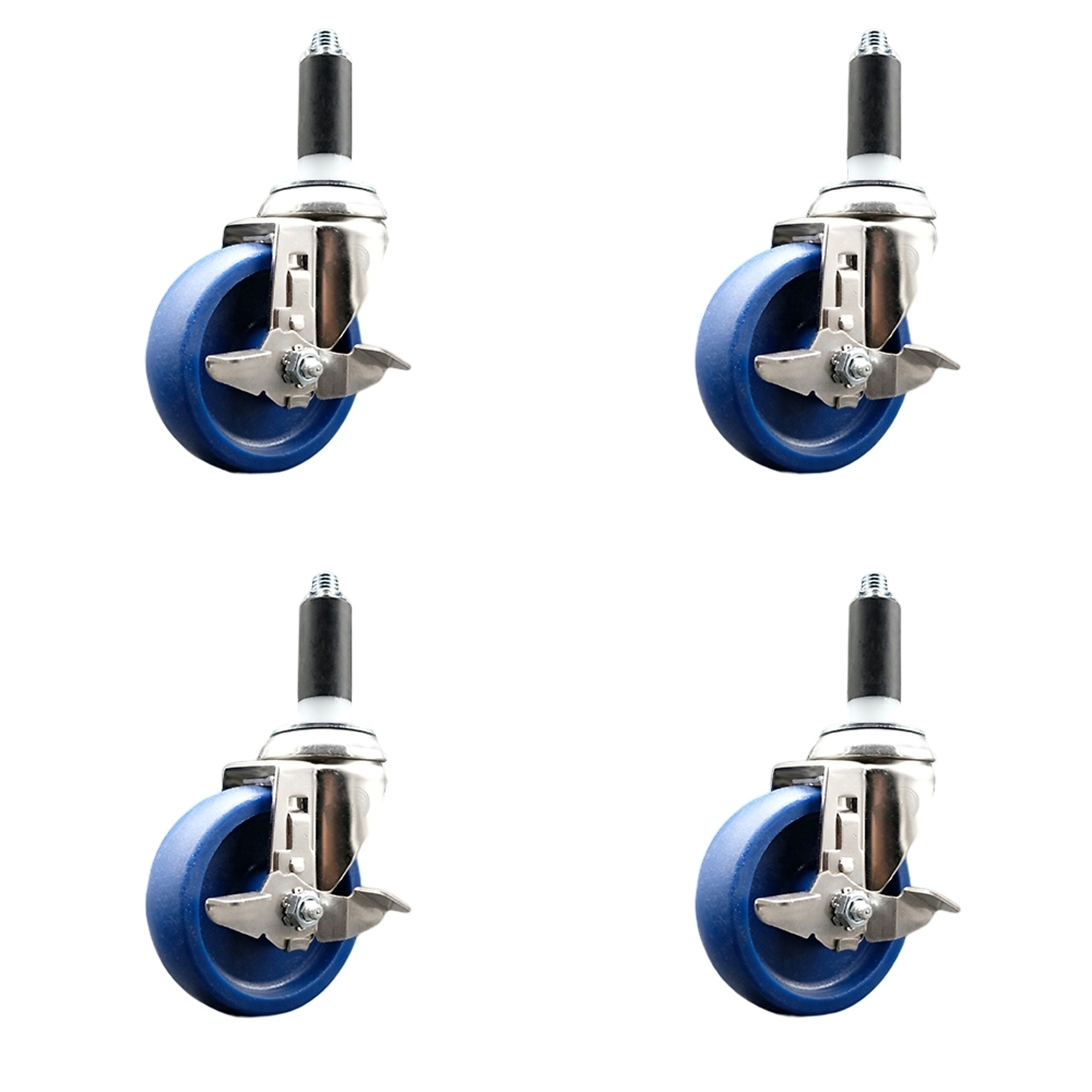 Service Caster, 4Inch x 1 1/4Inch Stem Casters, Wheel Diameter 4 in, Caster Type Swivel, Package (qty.) 4, Model SCC-SS316EX20S414-SPUS-TLB-1-4