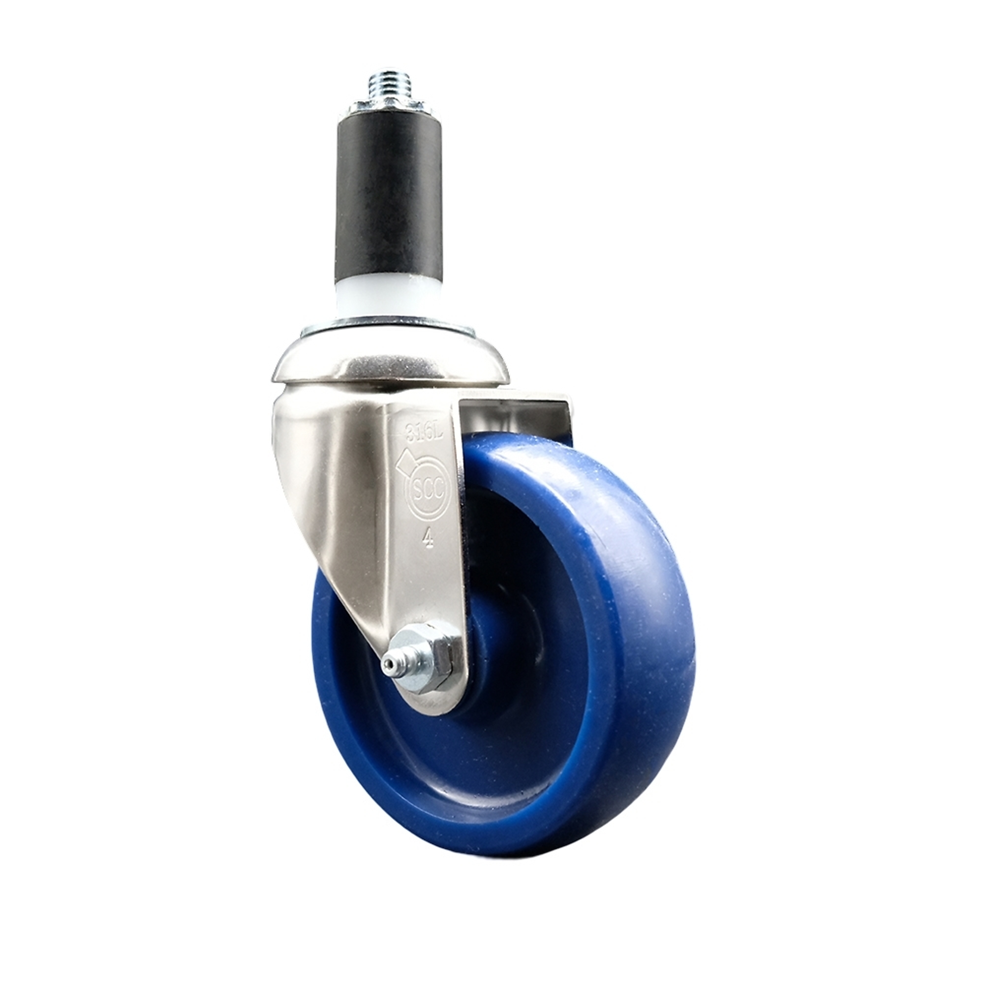 Service Caster, 4Inch x 1 1/4Inch Stem Caster, Wheel Diameter 4 in, Caster Type Swivel, Package (qty.) 1, Model SCC-SS316EX20S414-SPUS-114