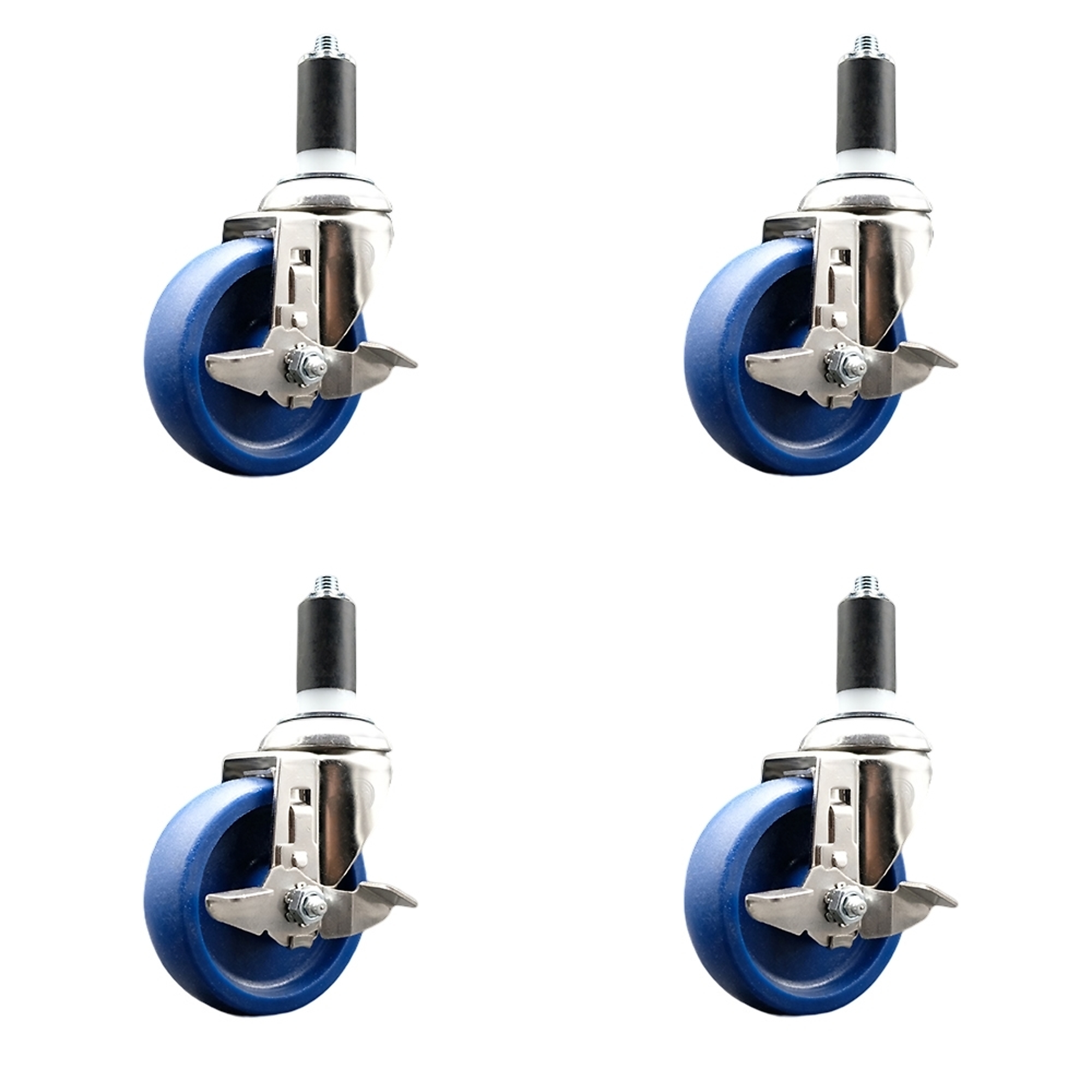 Service Caster, 4Inch x 1 1/4Inch Stem Casters, Wheel Diameter 4 in, Caster Type Swivel, Package (qty.) 4, Model SCC-SS316EX20S414-SPUS-TLB-138-4