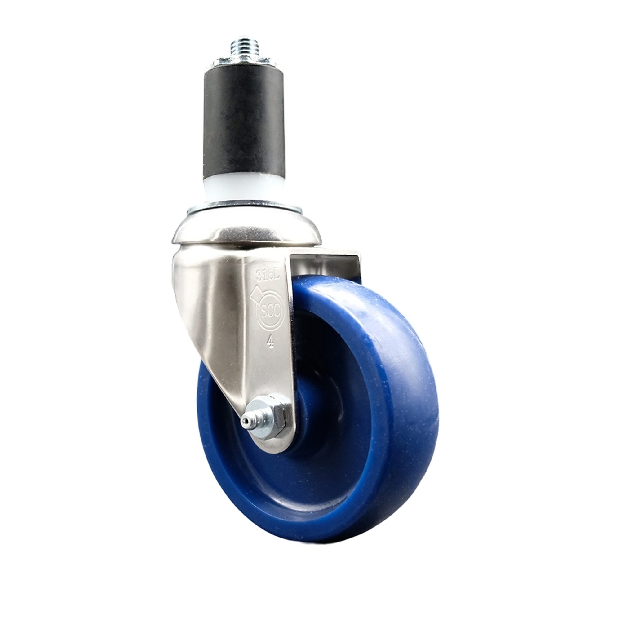 Service Caster, 4Inch x 1 1/4Inch Stem Caster, Wheel Diameter 4 in, Caster Type Swivel, Package (qty.) 1, Model SCC-SS316EX20S414-SPUS-112