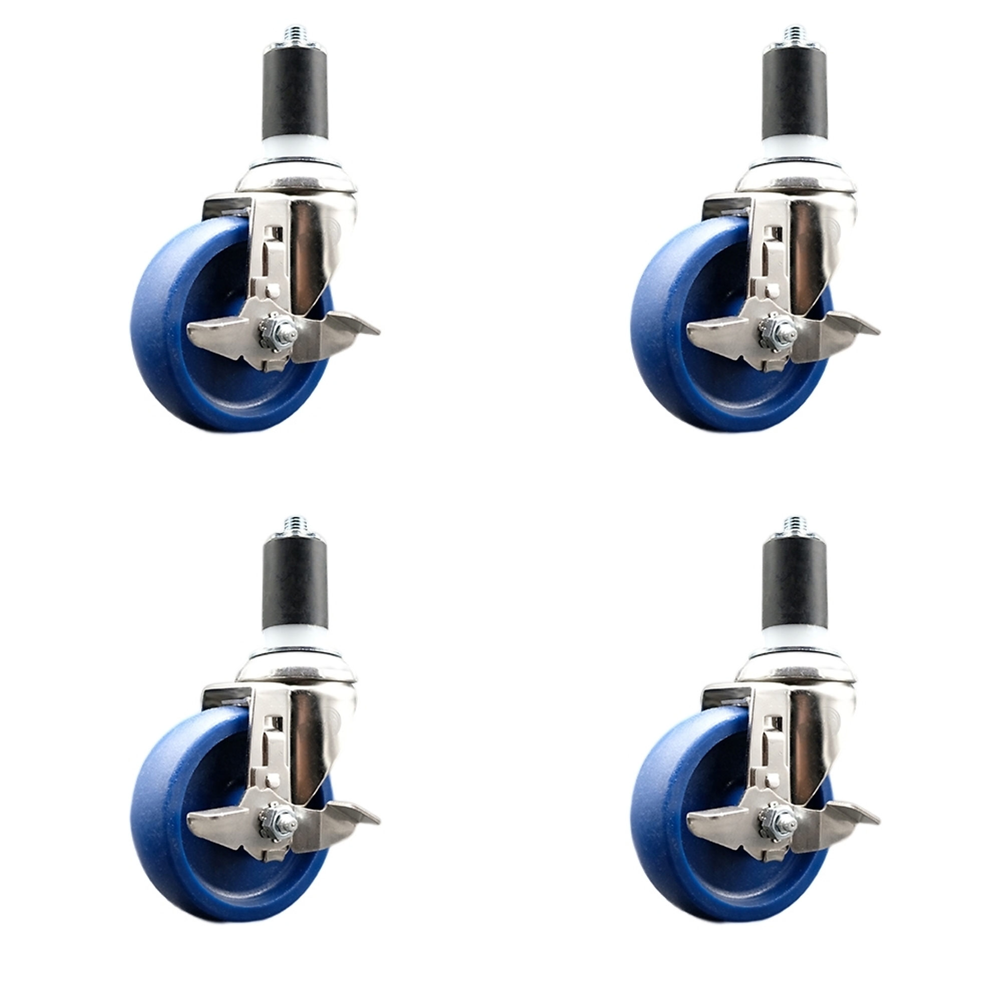 Service Caster, 4Inch x 1 1/4Inch Stem Casters, Wheel Diameter 4 in, Caster Type Swivel, Package (qty.) 4, Model SCC-SS316EX20S414-SPUS-TLB-112-4