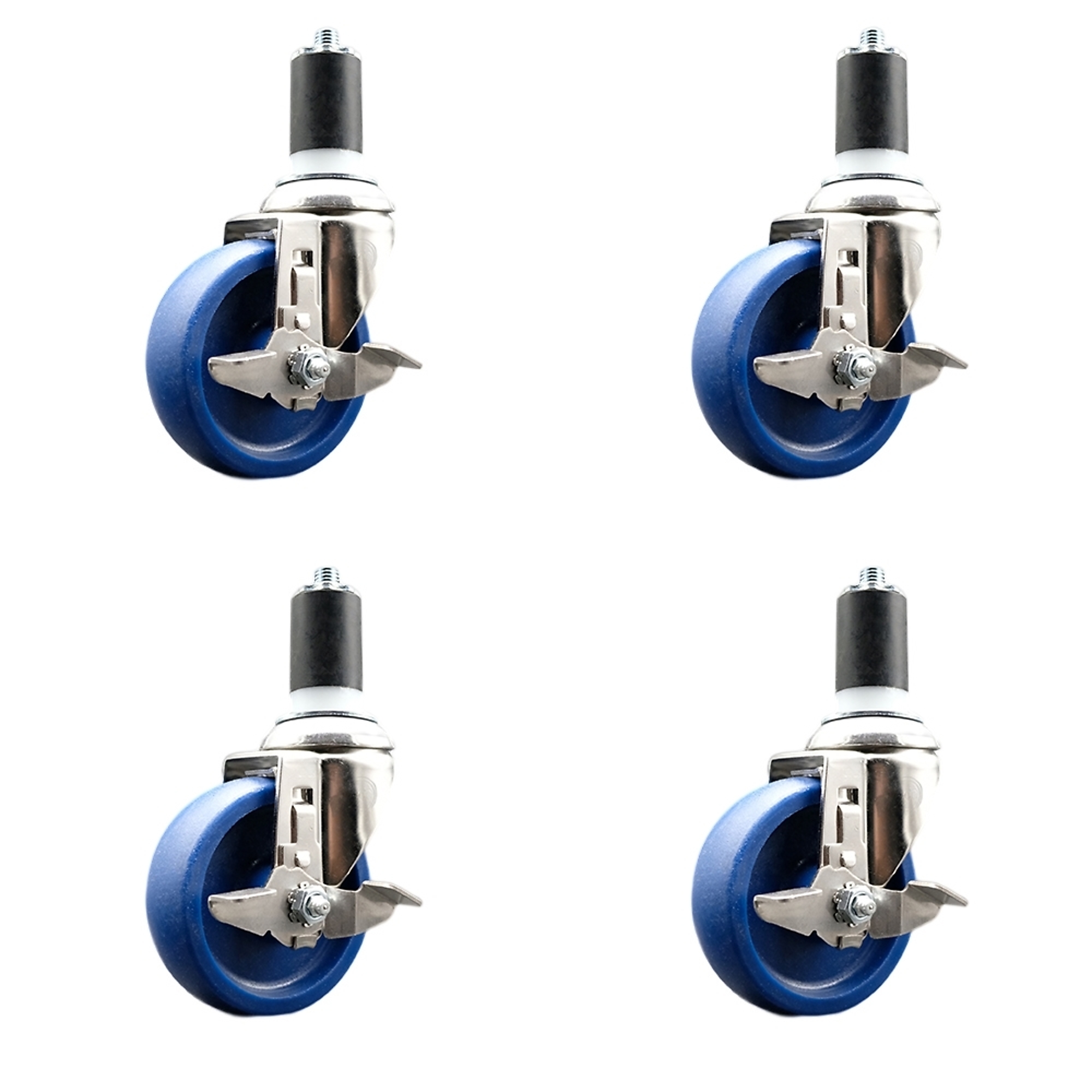 Service Caster, 4Inch x 1 1/4Inch Stem Casters, Wheel Diameter 4 in, Caster Type Swivel, Package (qty.) 4, Model SCC-SS316EX20S414-SPUS-TLB-158-4