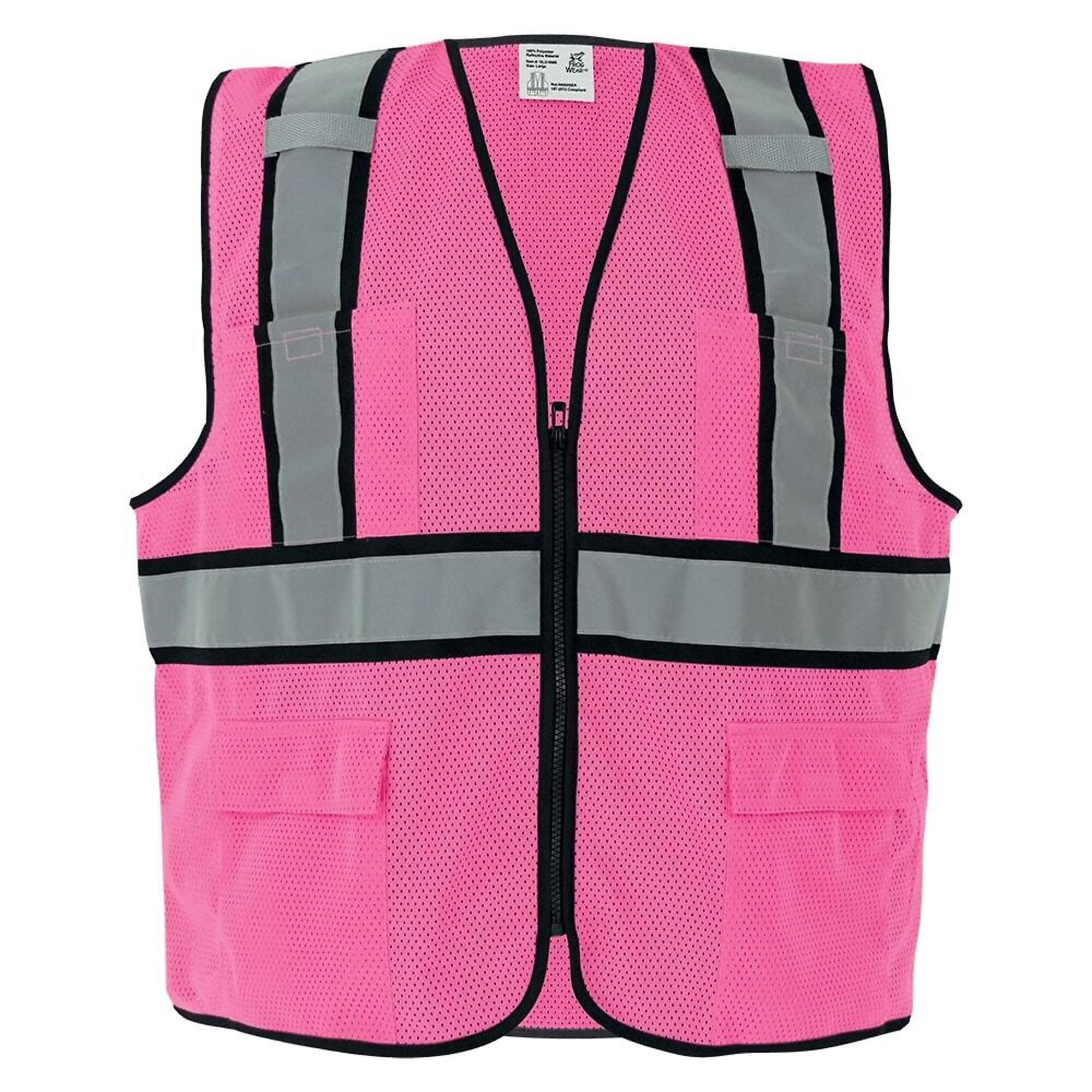 FrogWear, HV Pink Enhanced Visibility, Safety Vest , Size L, Color High-Visibility Pink, Model GLO-0066-L