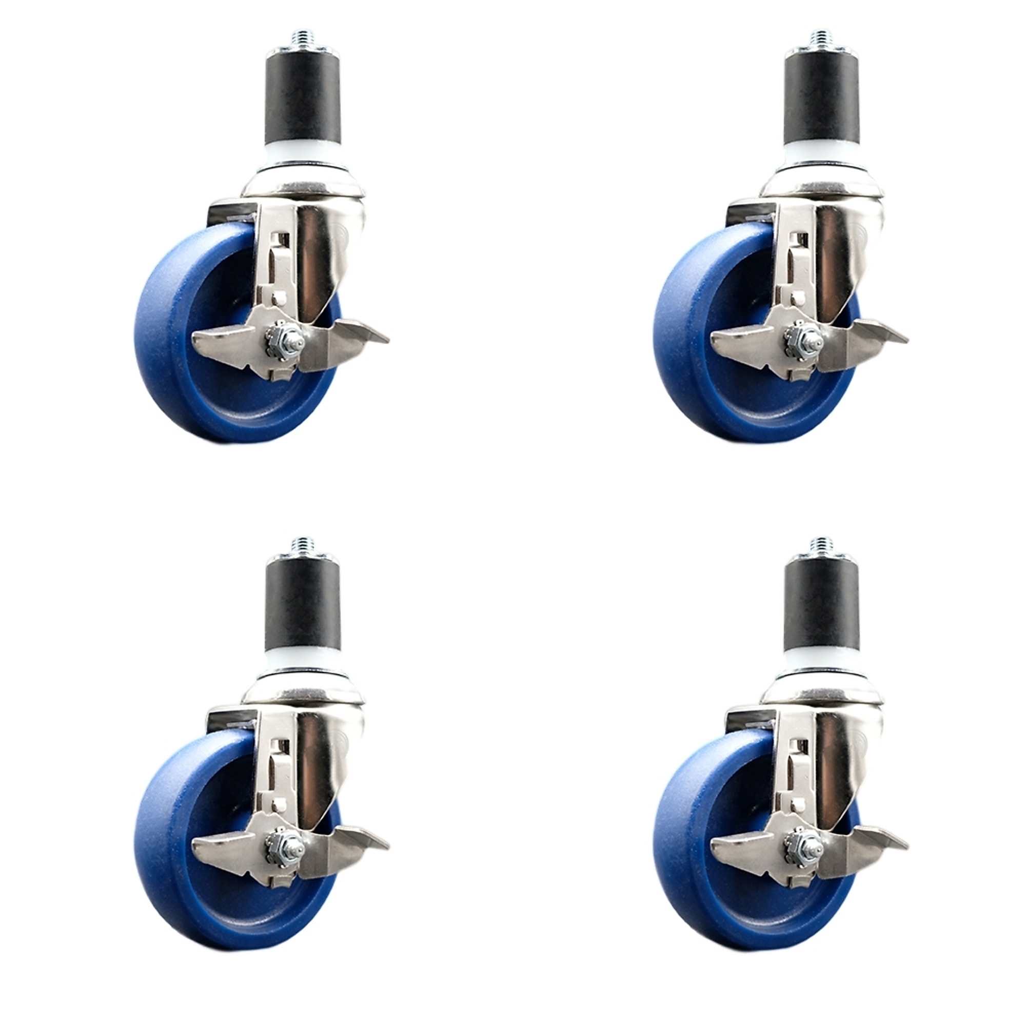 Service Caster, 4Inch x 1 1/4Inch Stem Casters, Wheel Diameter 4 in, Caster Type Swivel, Package (qty.) 4, Model SCC-SS316EX20S414-SPUS-TLB-134-4