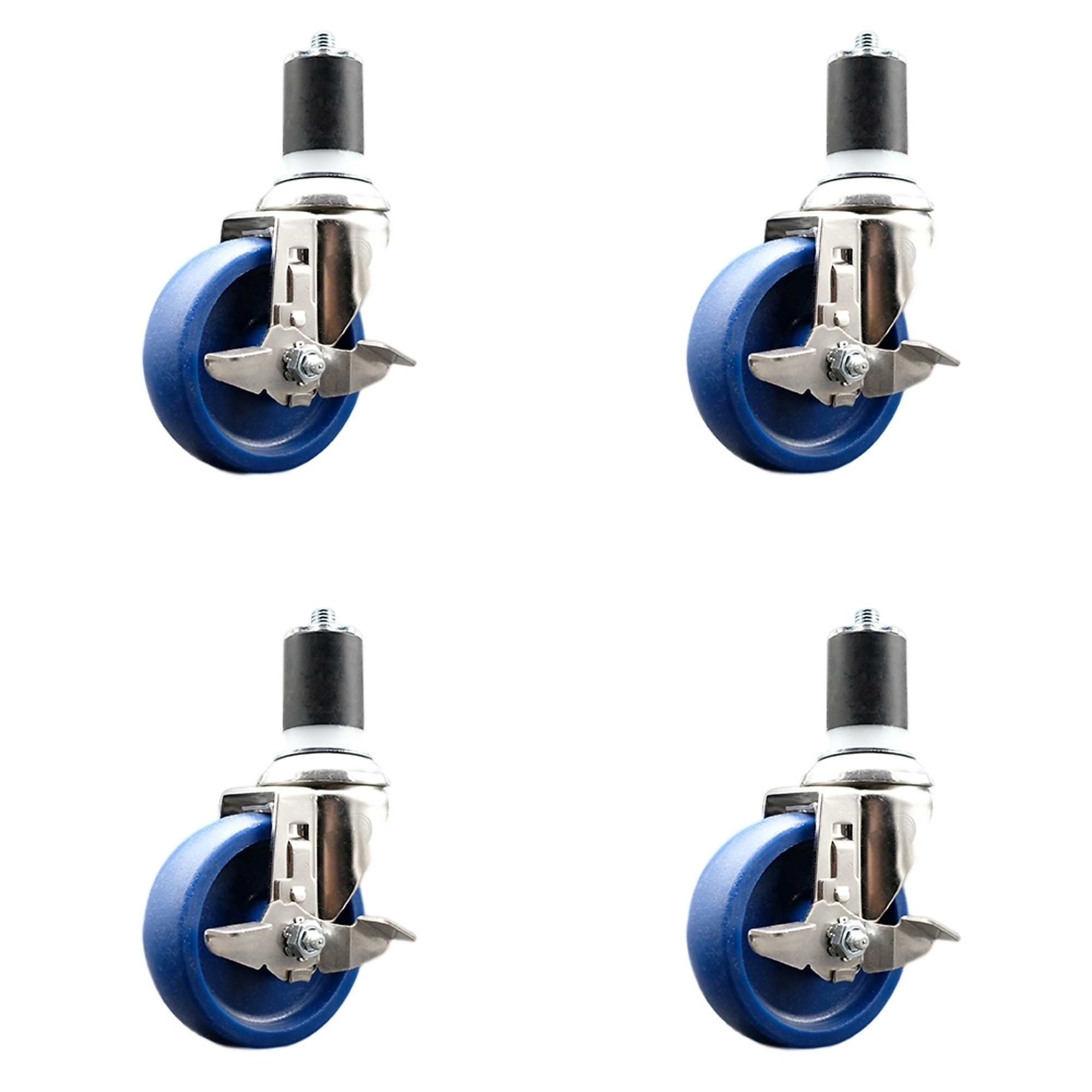 Service Caster, 4Inch x 1 1/4Inch Stem Casters, Wheel Diameter 4 in, Caster Type Swivel, Package (qty.) 4, Model SCC-SS316EX20S414-SPUS-TLB-178-4