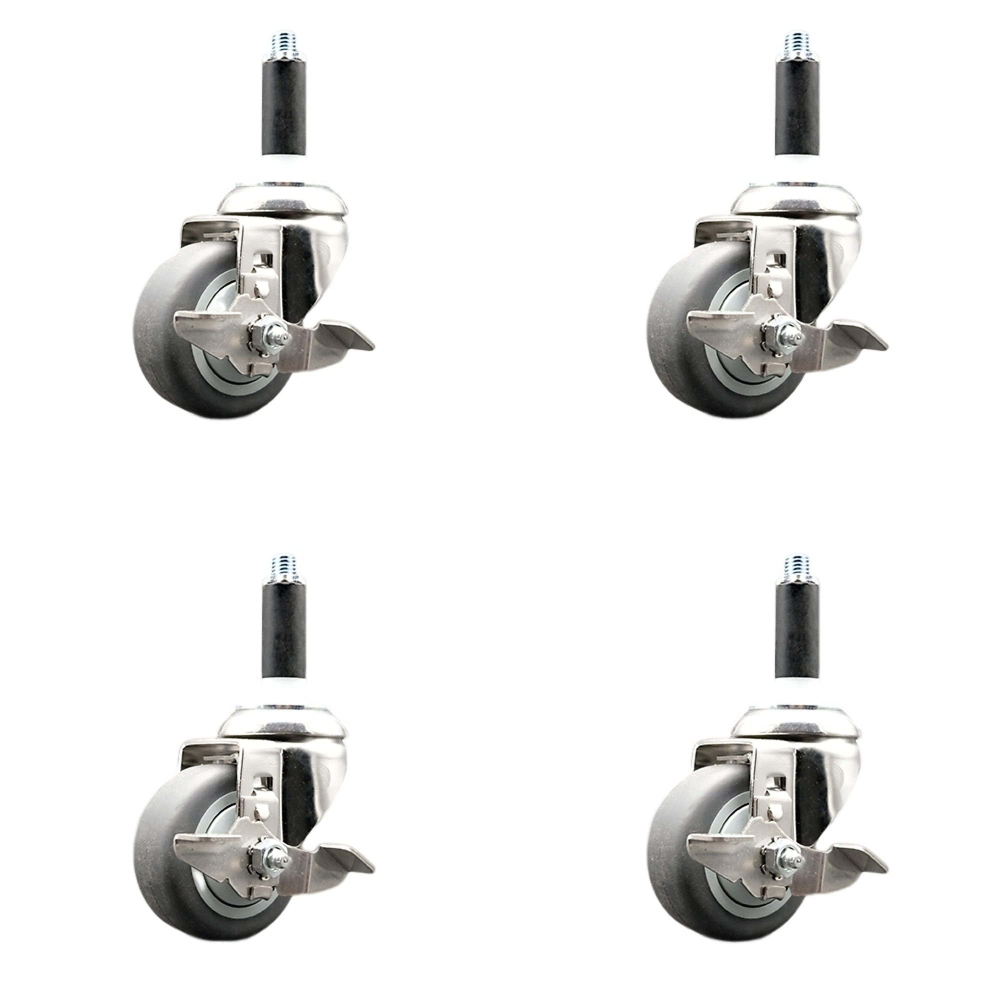 Service Caster, 3Inch x 1 1/4Inch Stem Casters, Wheel Diameter 3 in, Caster Type Swivel, Package (qty.) 4, Model SCC-SS316EX20S314-TPRB-TLB-34-4