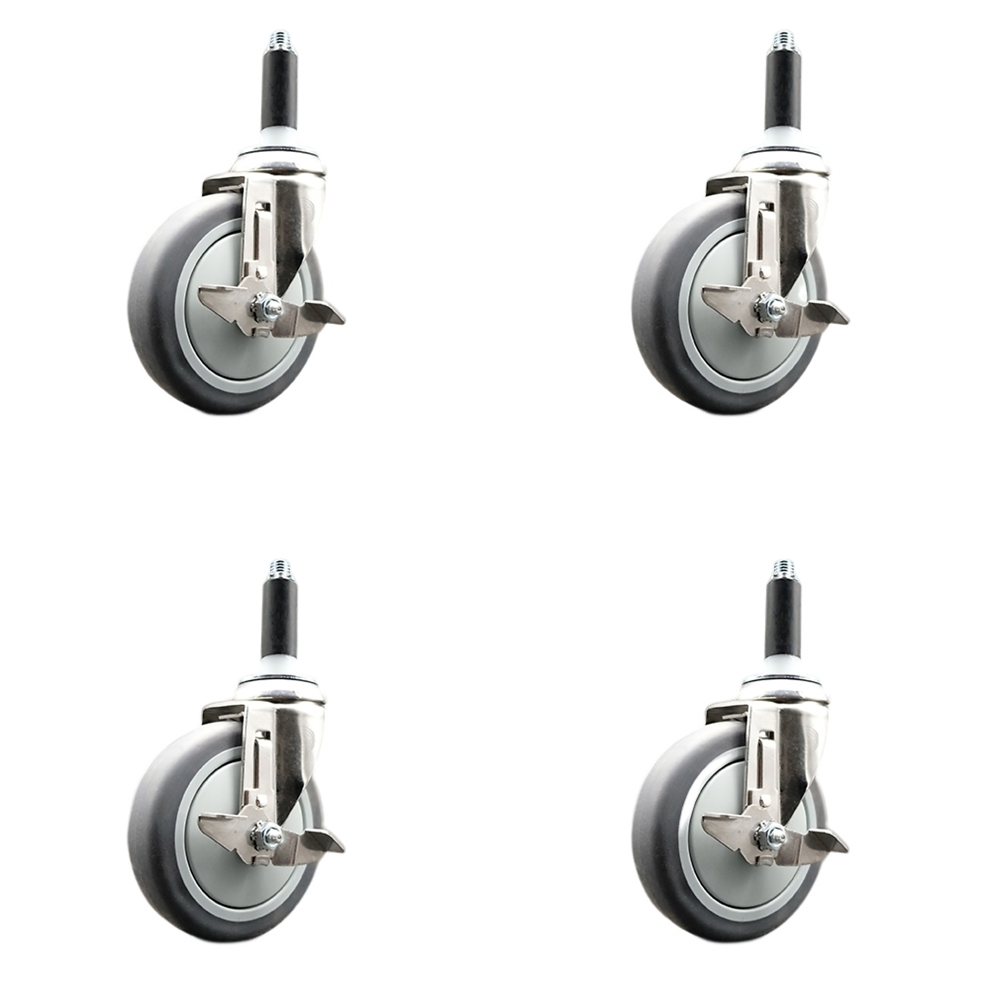 Service Caster, 5Inch x 1 1/4Inch Stem Casters, Wheel Diameter 5 in, Caster Type Swivel, Package (qty.) 4, Model SCC-SS316EX20S514-TPRB-TLB-34-4