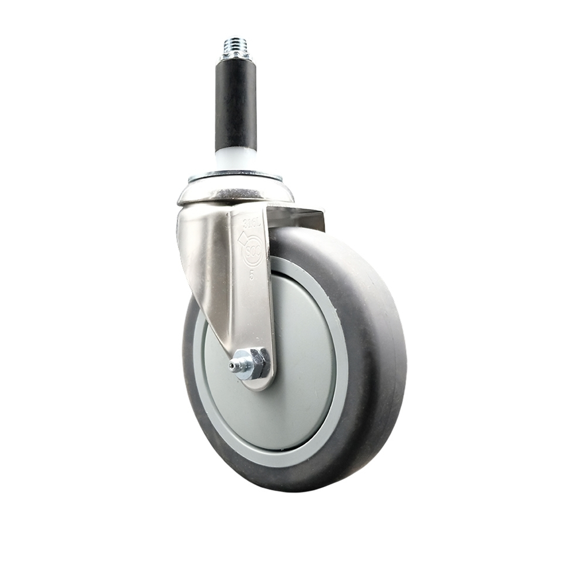 Service Caster, 5Inch x 1 1/4Inch Stem Caster, Wheel Diameter 5 in, Caster Type Swivel, Package (qty.) 1, Model SCC-SS316EX20S514-TPRB-34