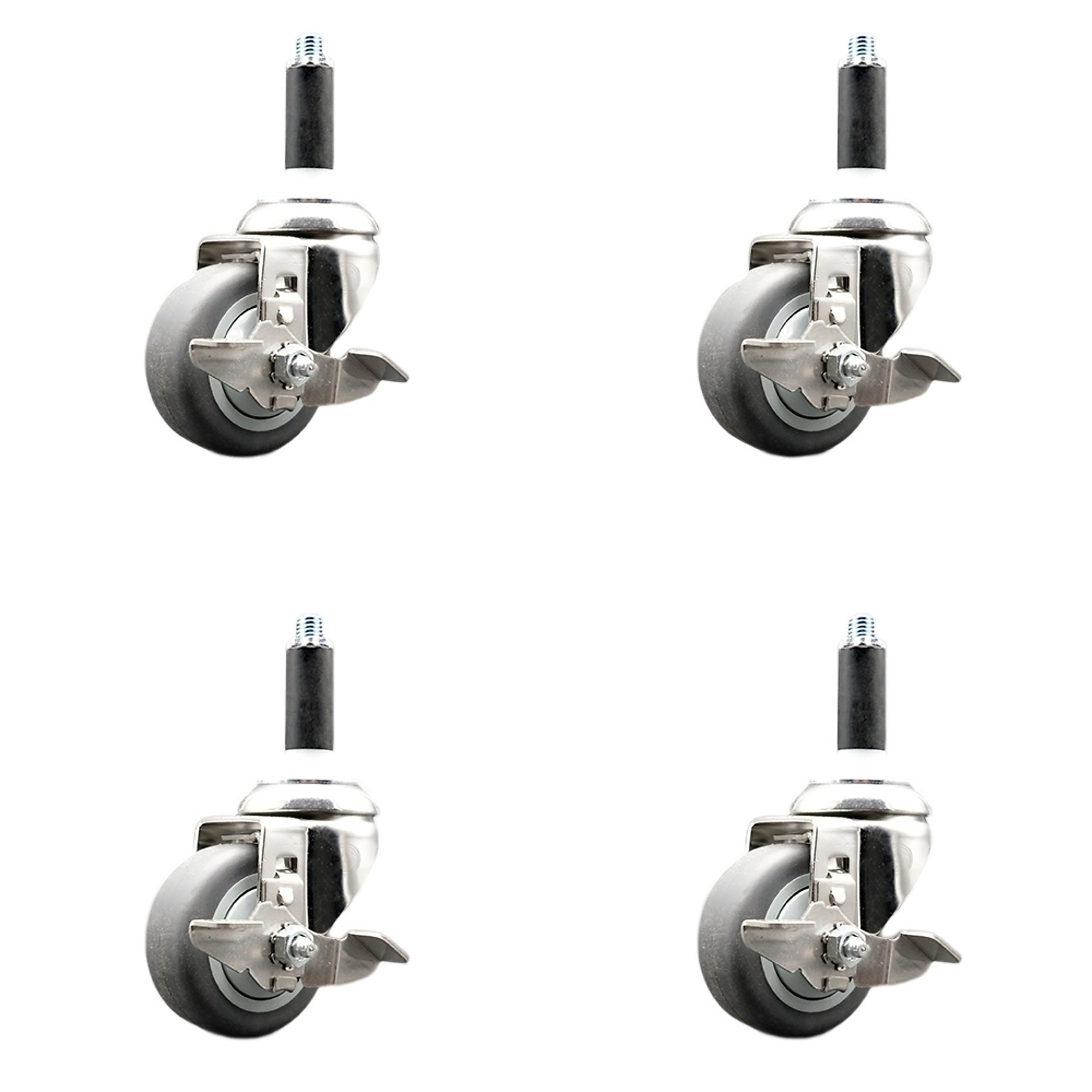 Service Caster, 3Inch x 1 1/4Inch Stem Casters, Wheel Diameter 3 in, Caster Type Swivel, Package (qty.) 4, Model SCC-SS316EX20S314-TPRB-TLB-78-4