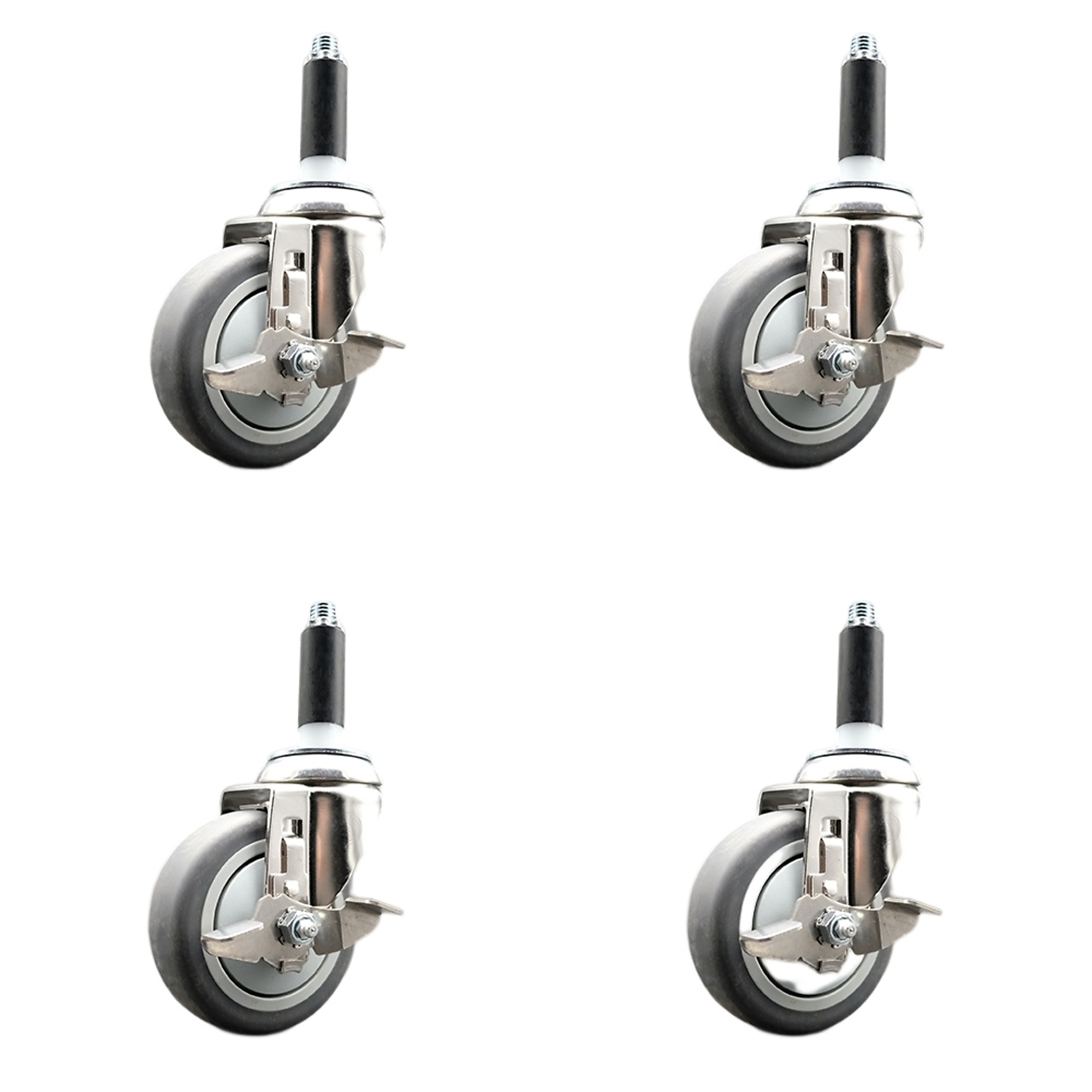 Service Caster, 4Inch x 1 1/4Inch Stem Casters, Wheel Diameter 4 in, Caster Type Swivel, Package (qty.) 4, Model SCC-SS316EX20S414-TPRB-TLB-78-4