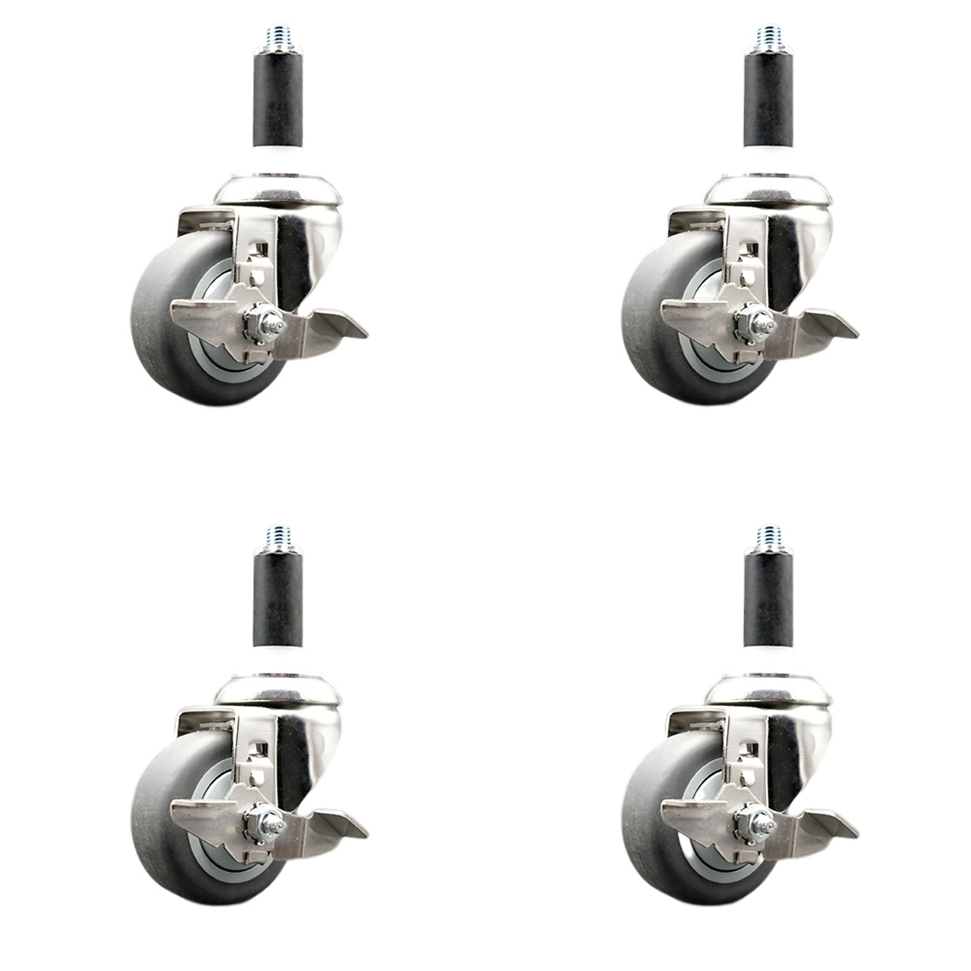 Service Caster, 3 1/2Inch x 1 1/4Inch Stem Casters, Wheel Diameter 3.5 in, Caster Type Swivel, Package (qty.) 4, Model SCC-SS316EX20S3514-TPRB-TLB-1-4