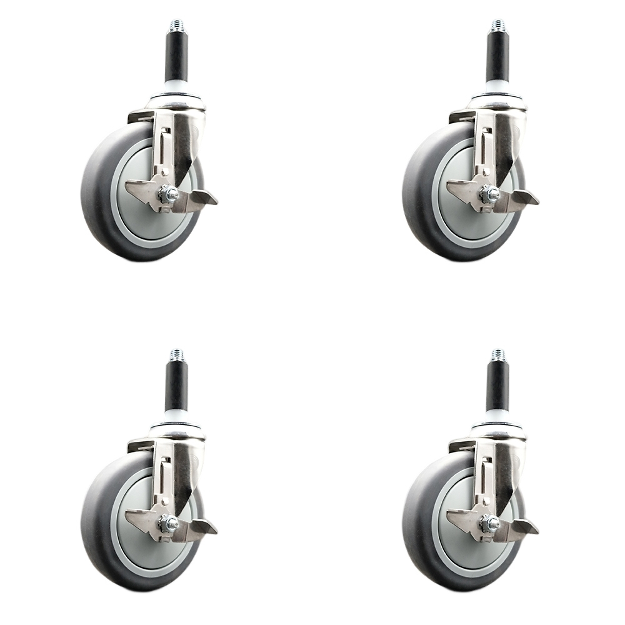 Service Caster, 5Inch x 1 1/4Inch Stem Casters, Wheel Diameter 5 in, Caster Type Swivel, Package (qty.) 4, Model SCC-SS316EX20S514-TPRB-TLB-78-4