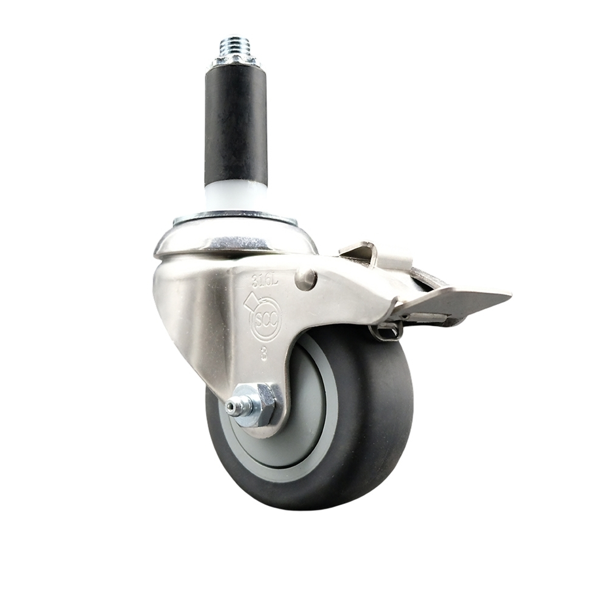 Service Caster, 3Inch x 1 1/4Inch Stem Caster, Wheel Diameter 3 in, Caster Type Swivel, Package (qty.) 1, Model SCC-SS316TTLEX20S314-TPRB-1