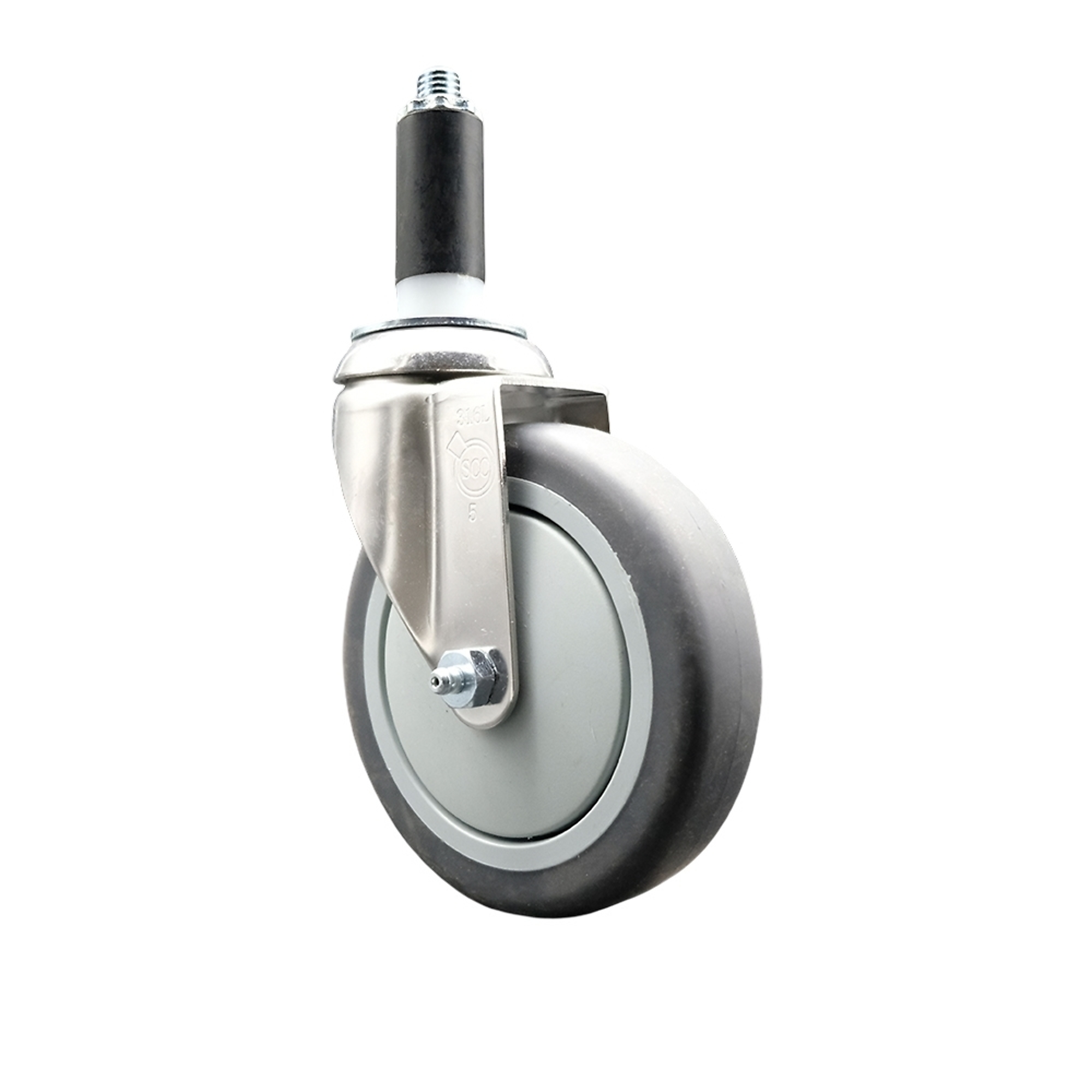 Service Caster, 5Inch x 1 1/4Inch Stem Caster, Wheel Diameter 5 in, Caster Type Swivel, Package (qty.) 1, Model SCC-SS316EX20S514-TPRB-1