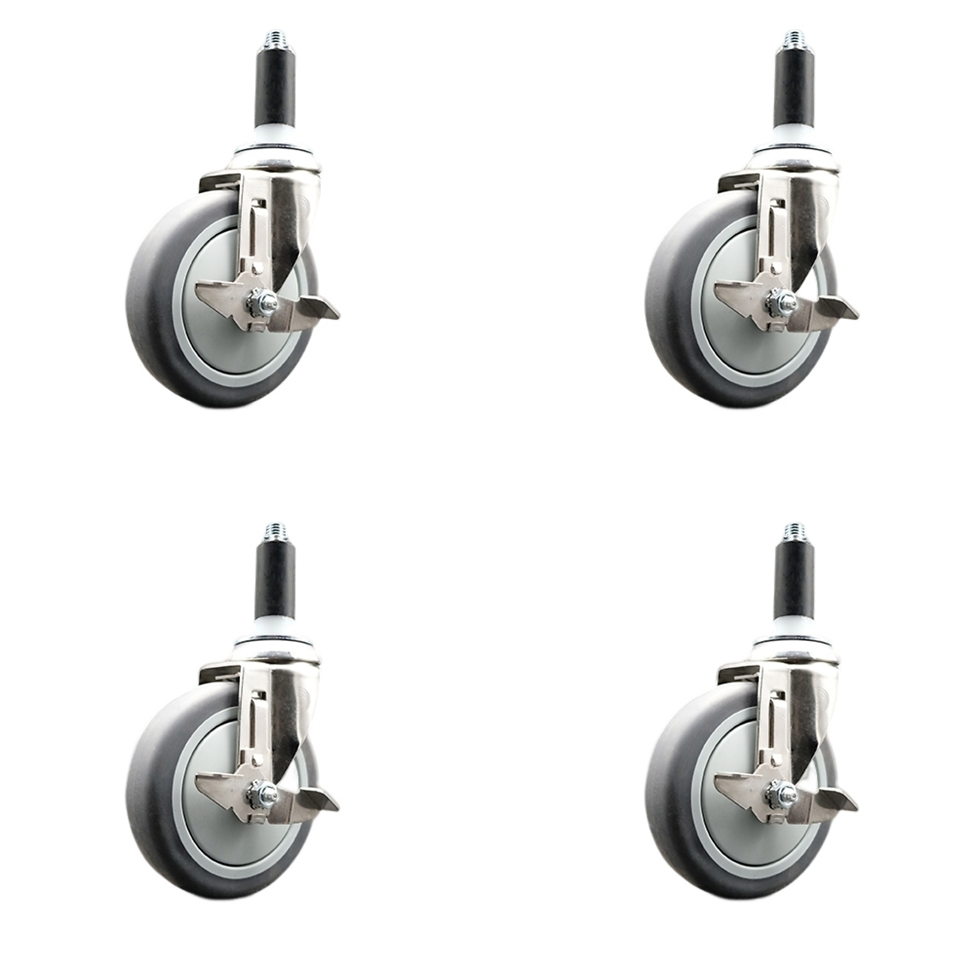 Service Caster, 5Inch x 1 1/4Inch Stem Casters, Wheel Diameter 5 in, Caster Type Swivel, Package (qty.) 4, Model SCC-SS316EX20S514-TPRB-TLB-1-4