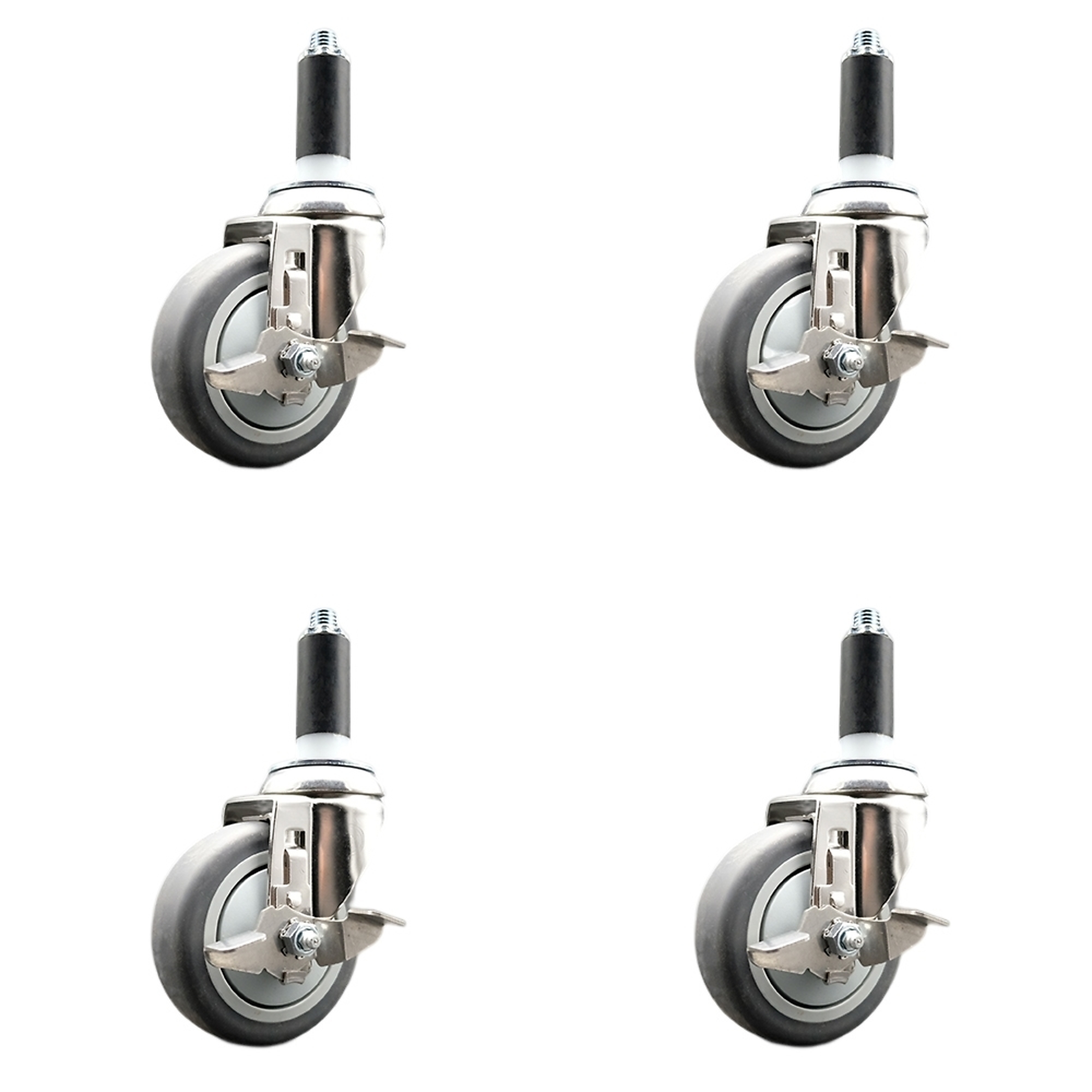 Service Caster, 4Inch x 1 1/4Inch Stem Casters, Wheel Diameter 4 in, Caster Type Swivel, Package (qty.) 4, Model SCC-SS316EX20S414-TPRB-TLB-1-4