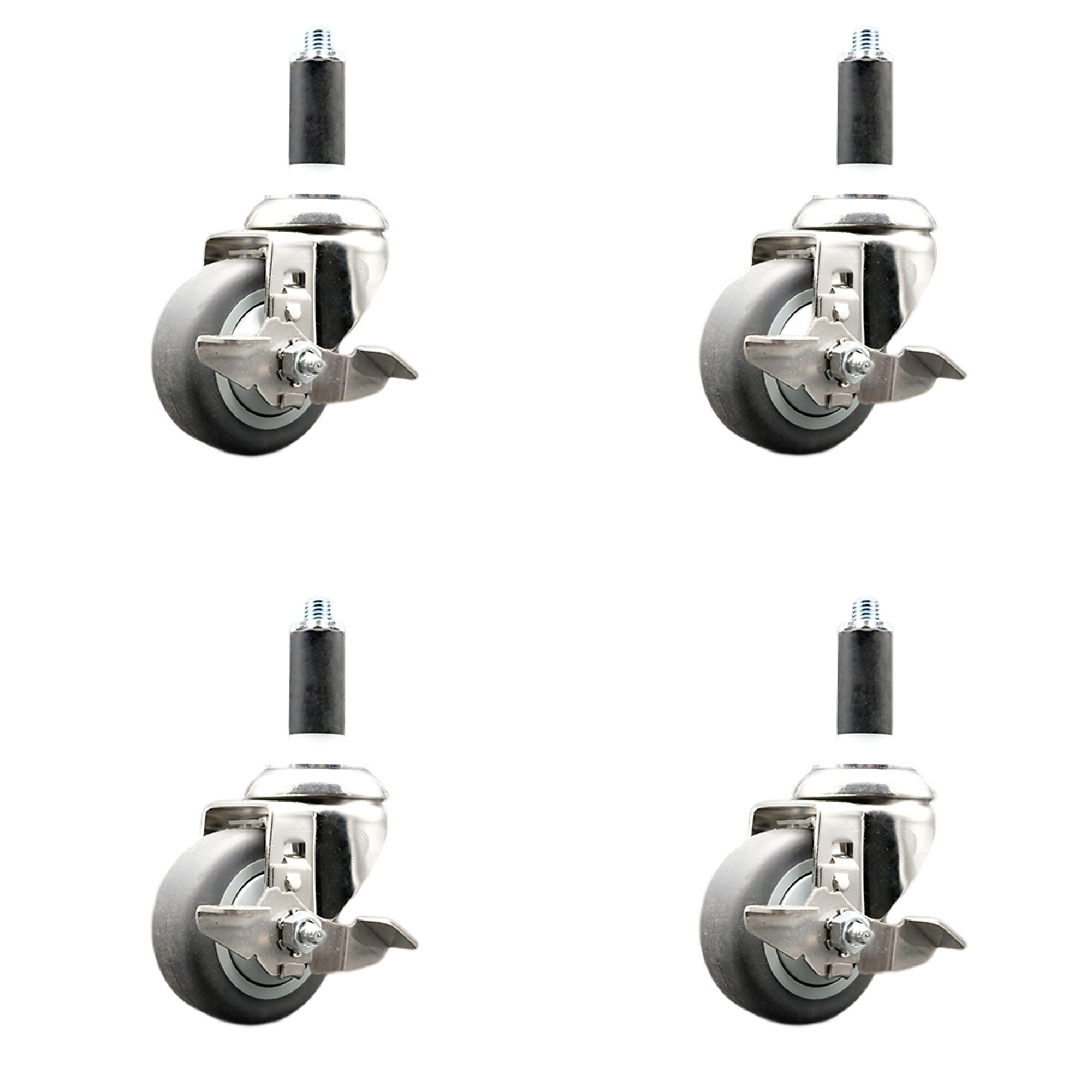 Service Caster, 3Inch x 1 1/4Inch Stem Casters, Wheel Diameter 3 in, Caster Type Swivel, Package (qty.) 4, Model SCC-SS316EX20S314-TPRB-TLB-118-4