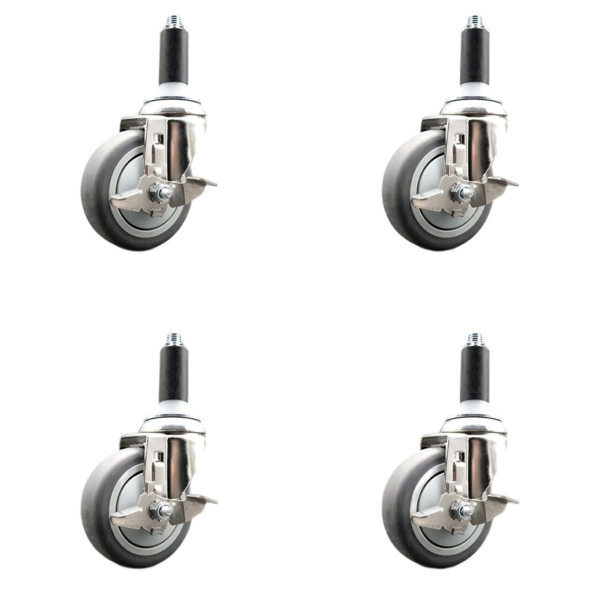 Service Caster, 4Inch x 1 1/4Inch Stem Casters, Wheel Diameter 4 in, Caster Type Swivel, Package (qty.) 4, Model SCC-SS316EX20S414-TPRB-TLB-118-4