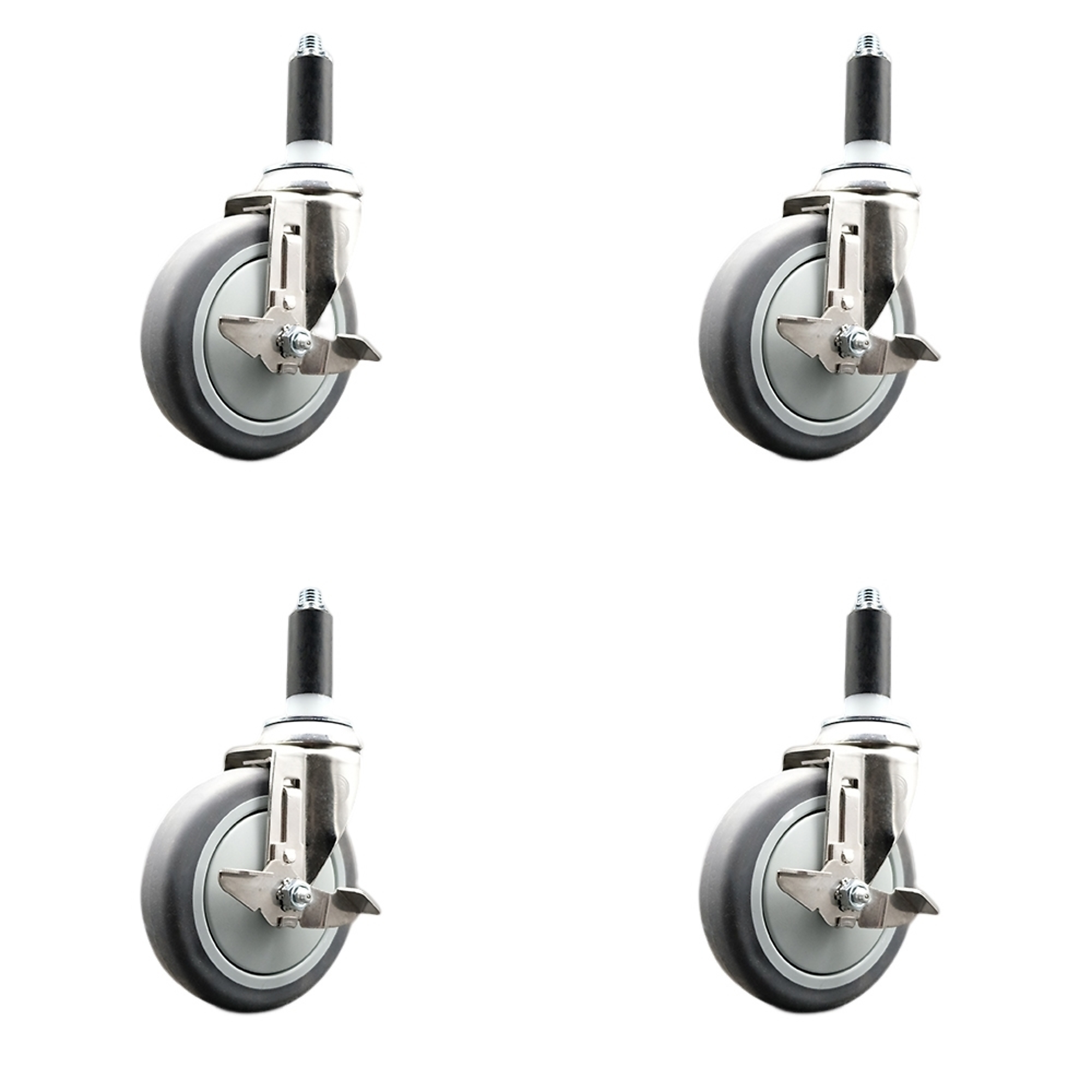 Service Caster, 5Inch x 1 1/4Inch Stem Casters, Wheel Diameter 5 in, Caster Type Swivel, Package (qty.) 4, Model SCC-SS316EX20S514-TPRB-TLB-118-4