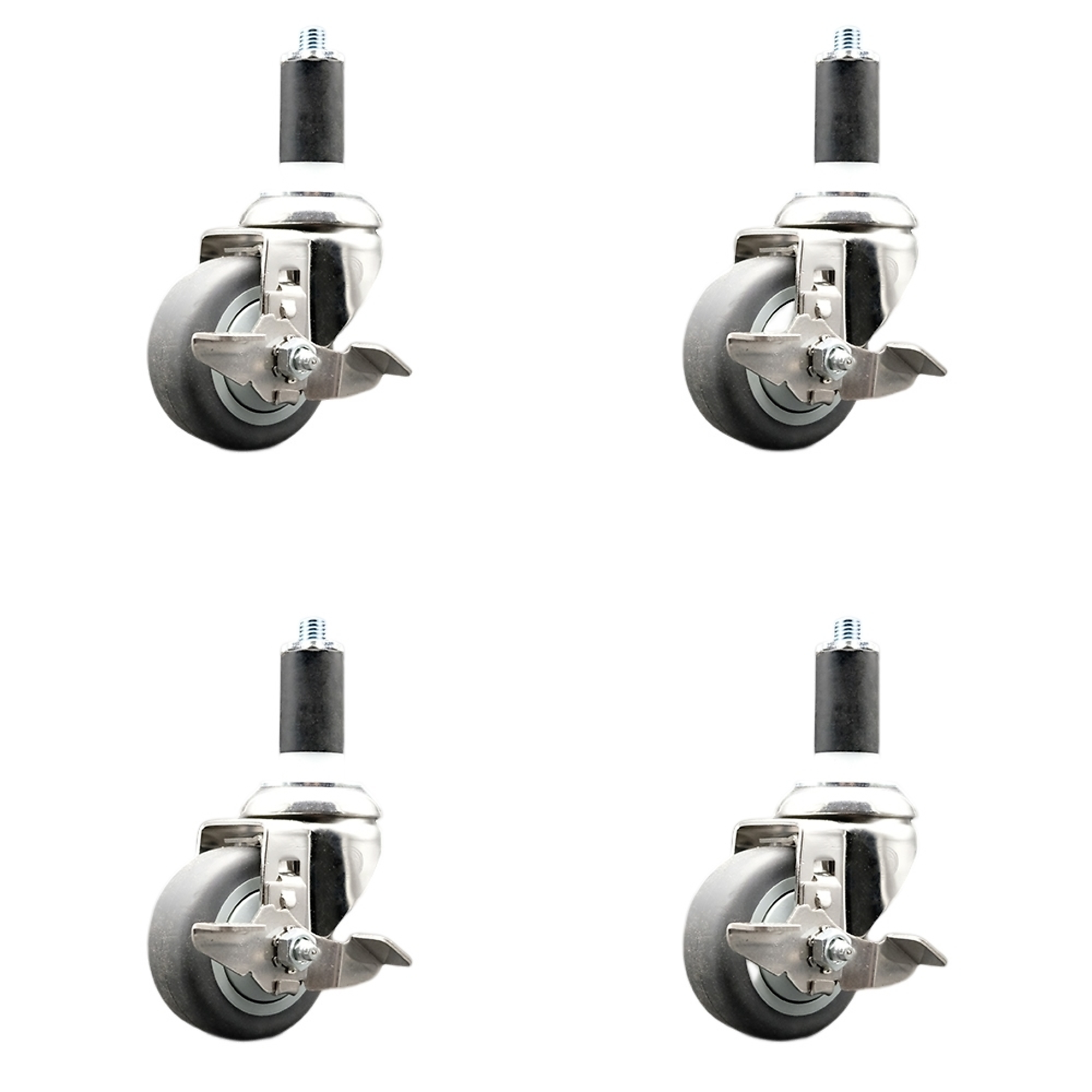 Service Caster, 3Inch x 1 1/4Inch Stem Casters, Wheel Diameter 3 in, Caster Type Swivel, Package (qty.) 4, Model SCC-SS316EX20S314-TPRB-TLB-114-4