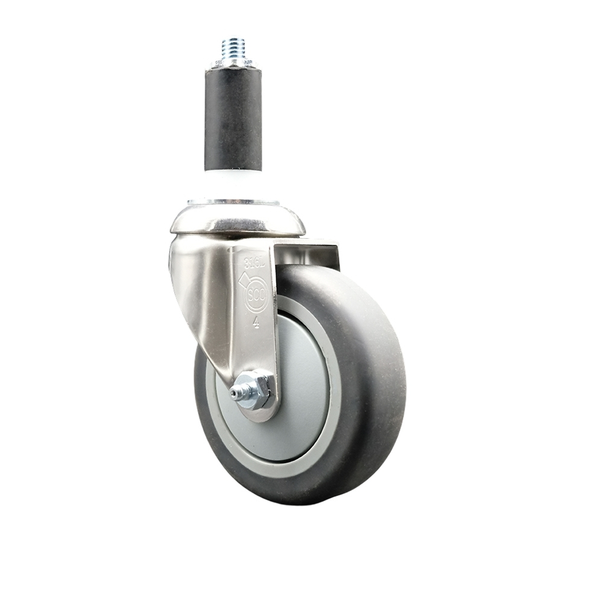 Service Caster, 4Inch x 1 1/4Inch Stem Caster, Wheel Diameter 4 in, Caster Type Swivel, Package (qty.) 1, Model SCC-SS316EX20S414-TPRB-114