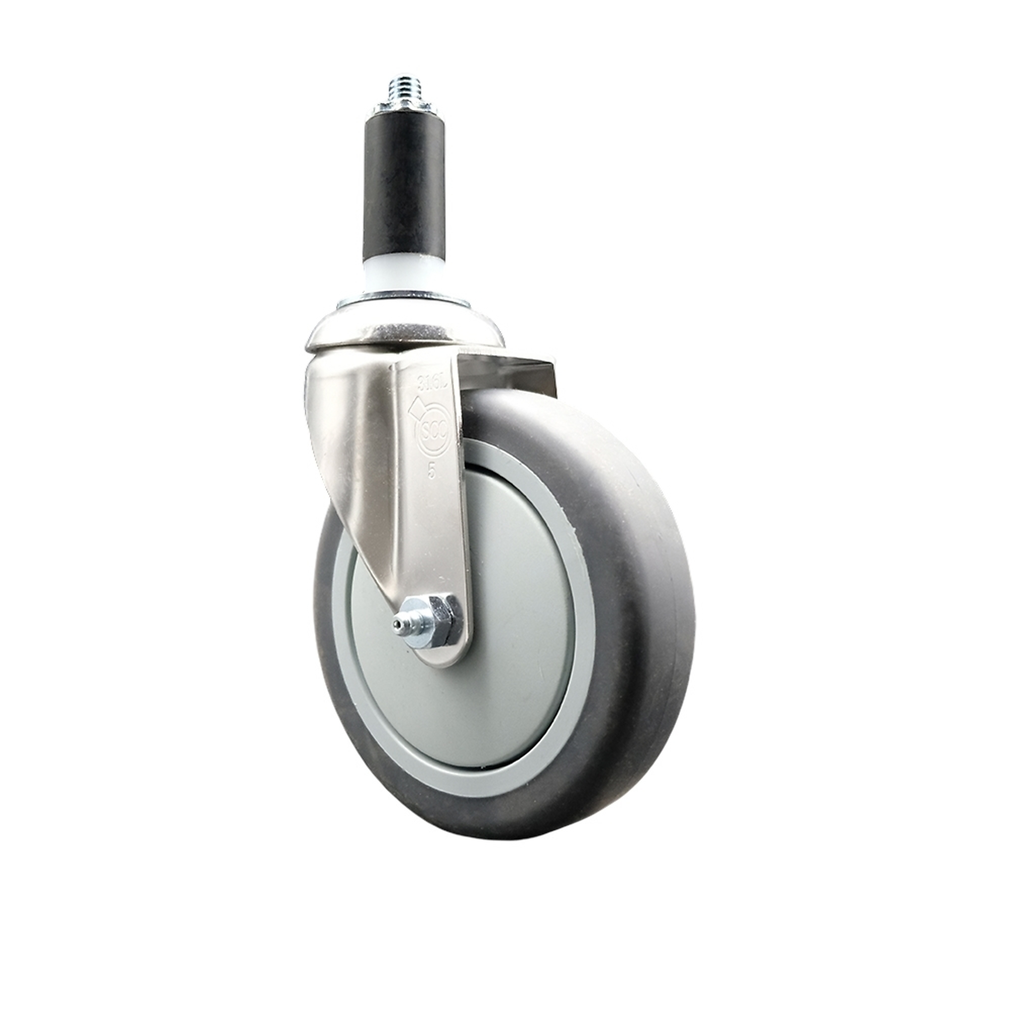 Service Caster, 5Inch x 1 1/4Inch Stem Caster, Wheel Diameter 5 in, Caster Type Swivel, Package (qty.) 1, Model SCC-SS316EX20S514-TPRB-114