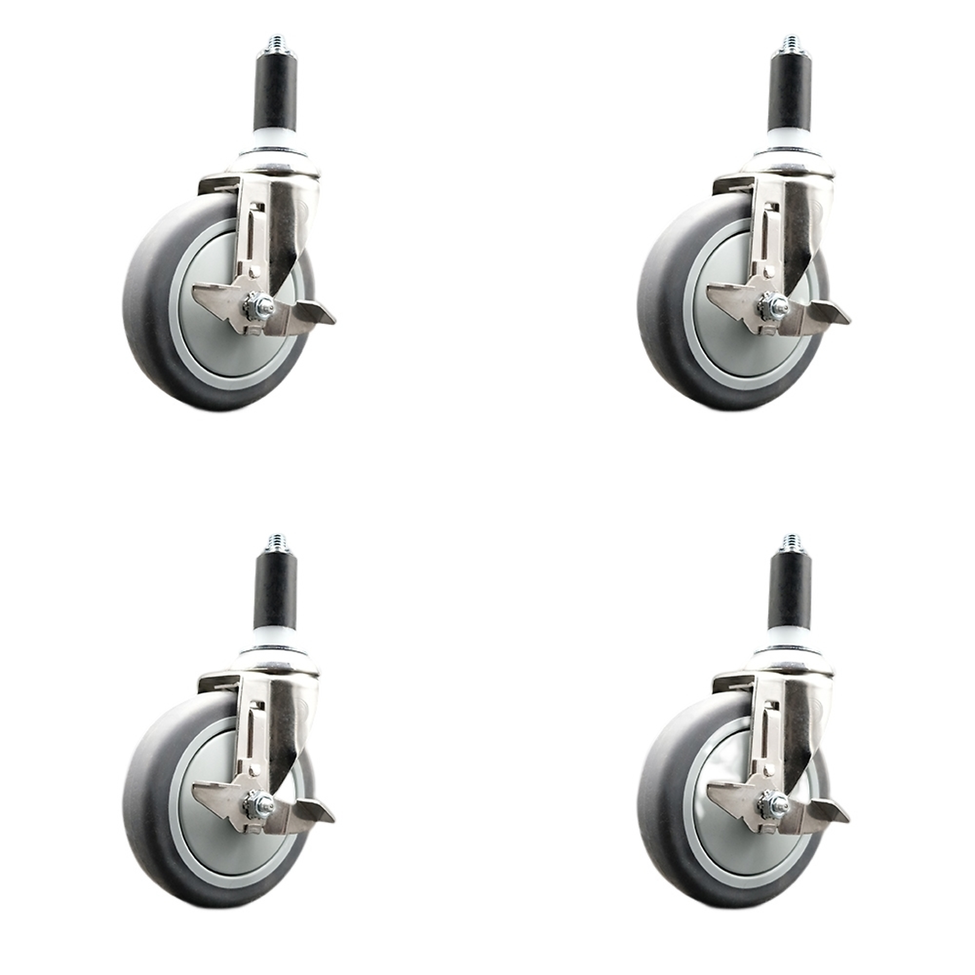 Service Caster, 5Inch x 1 1/4Inch Stem Casters, Wheel Diameter 5 in, Caster Type Swivel, Package (qty.) 4, Model SCC-SS316EX20S514-TPRB-TLB-114-4