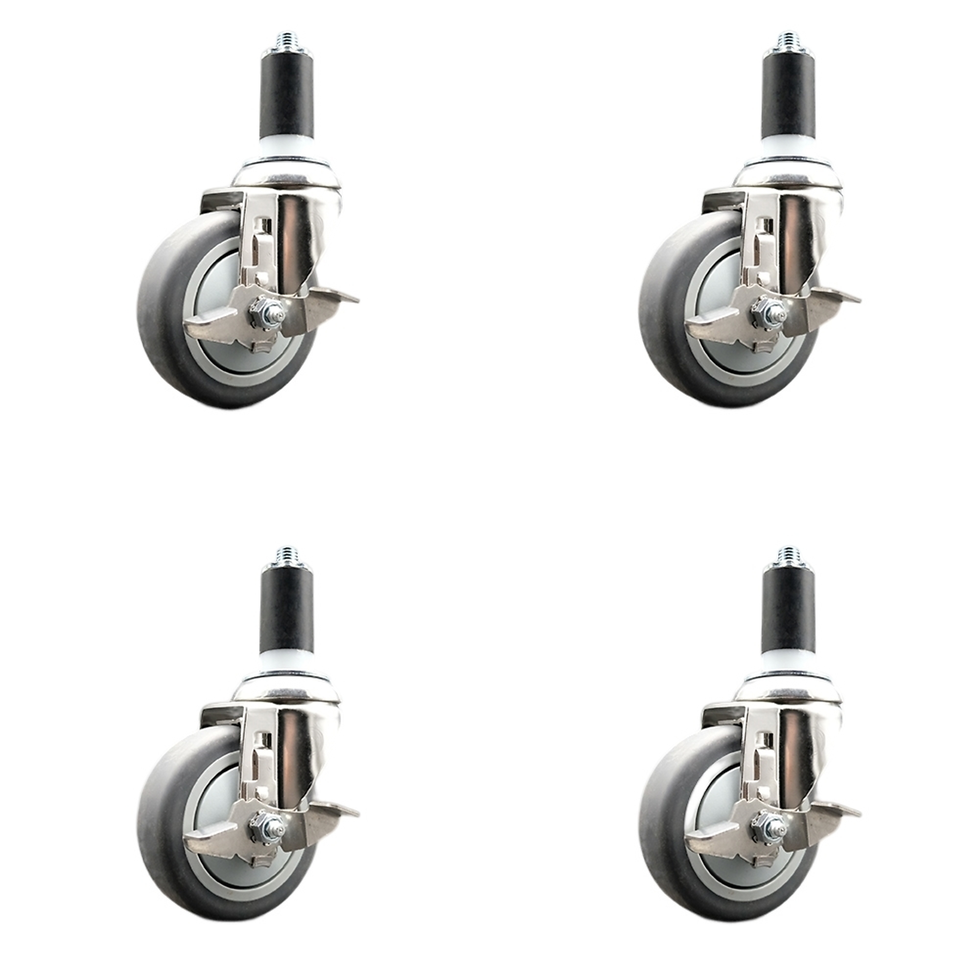 Service Caster, 4Inch x 1 1/4Inch Stem Casters, Wheel Diameter 4 in, Caster Type Swivel, Package (qty.) 4, Model SCC-SS316EX20S414-TPRB-TLB-114-4