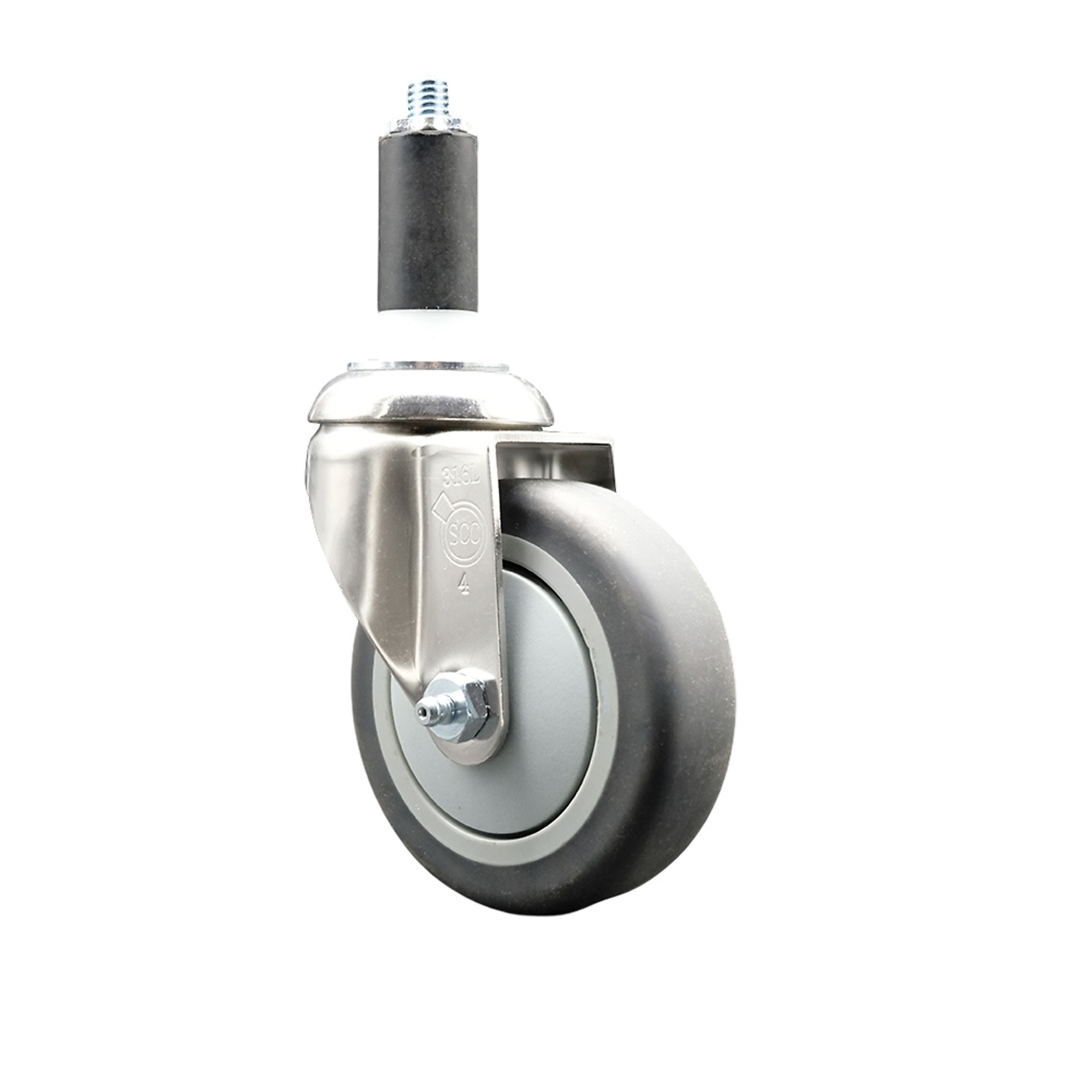 Service Caster, 4Inch x 1 1/4Inch Stem Caster, Wheel Diameter 4 in, Caster Type Swivel, Package (qty.) 1, Model SCC-SS316EX20S414-TPRB-138