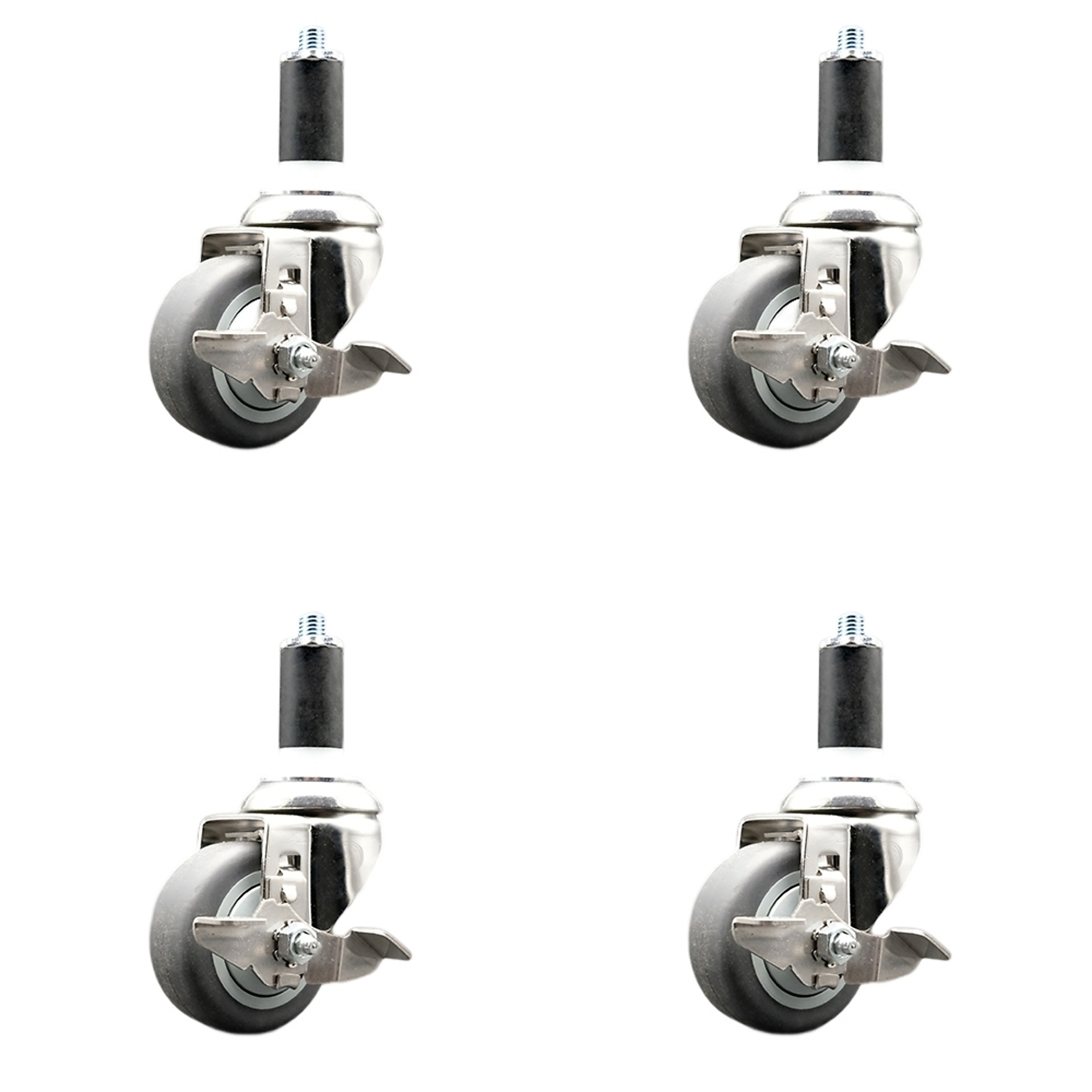 Service Caster, 3 1/2Inch x 1 1/4Inch Stem Casters, Wheel Diameter 3.5 in, Caster Type Swivel, Package (qty.) 4, Model SCC-SS316EX20S3514-TPRB-TLB-138