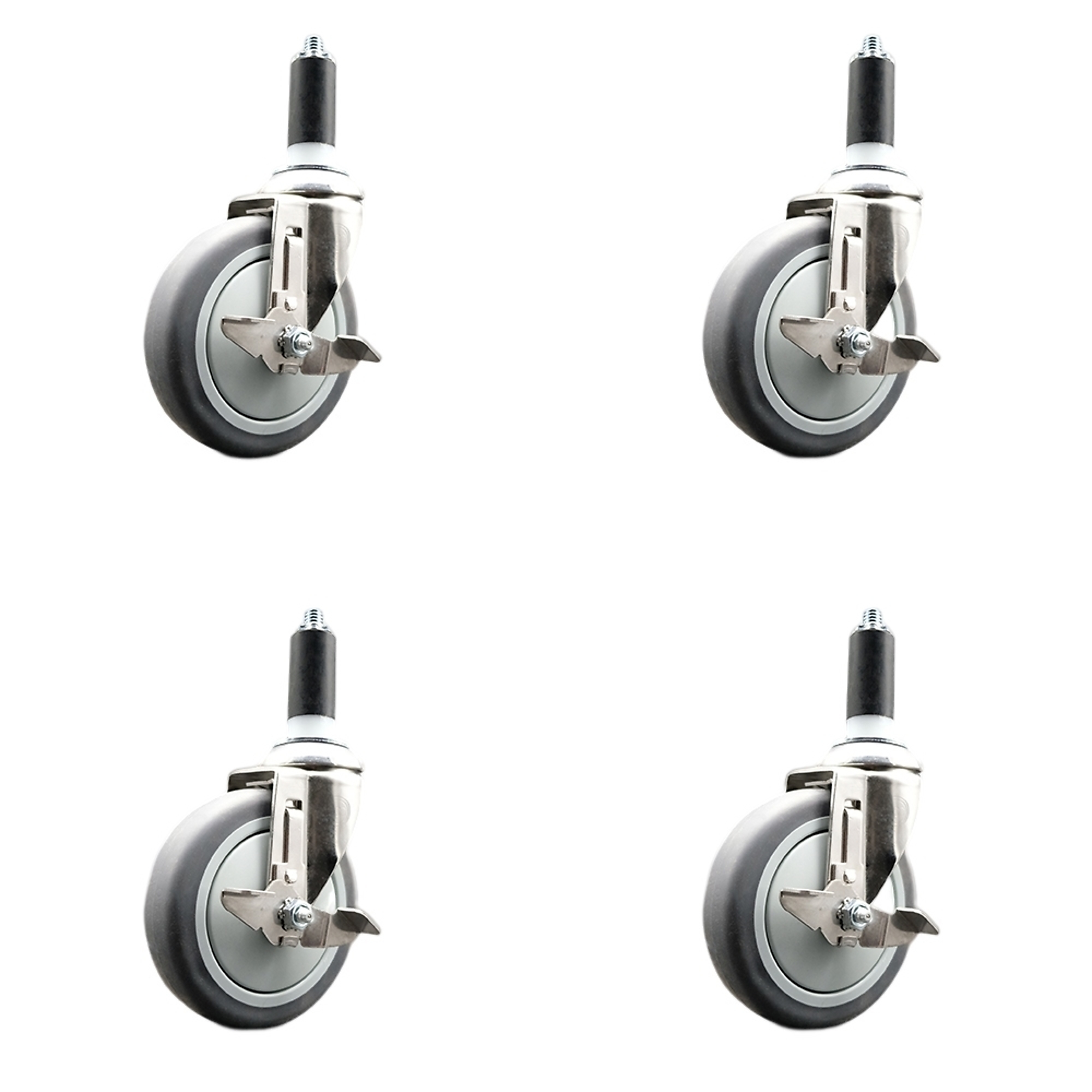 Service Caster, 5Inch x 1 1/4Inch Stem Casters, Wheel Diameter 5 in, Caster Type Swivel, Package (qty.) 4, Model SCC-SS316EX20S514-TPRB-TLB-138-4