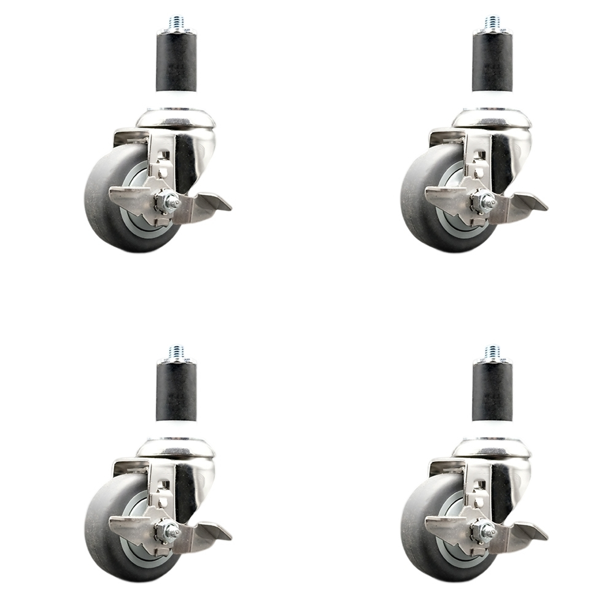 Service Caster, 3 1/2Inch x 1 1/4Inch Stem Casters, Wheel Diameter 3.5 in, Caster Type Swivel, Package (qty.) 4, Model SCC-SS316EX20S3514-TPRB-TLB-112