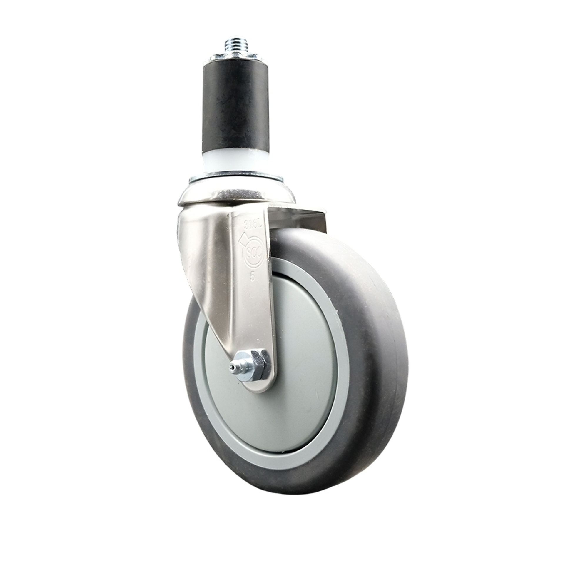 Service Caster, 5Inch x 1 1/4Inch Stem Caster, Wheel Diameter 5 in, Caster Type Swivel, Package (qty.) 1, Model SCC-SS316EX20S514-TPRB-112